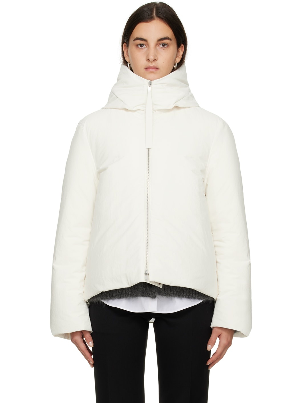 White Hooded Down Jacket - 1