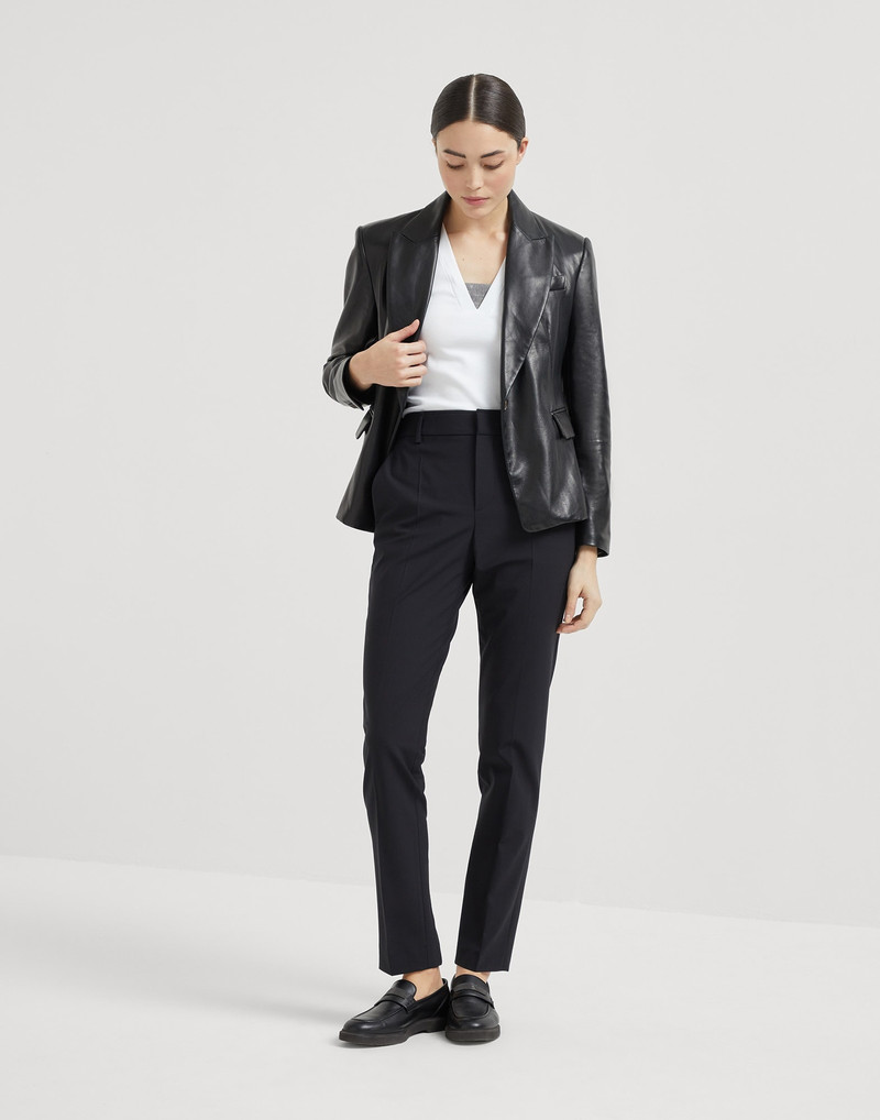 Tropical luxury wool cigarette trousers with monili 4