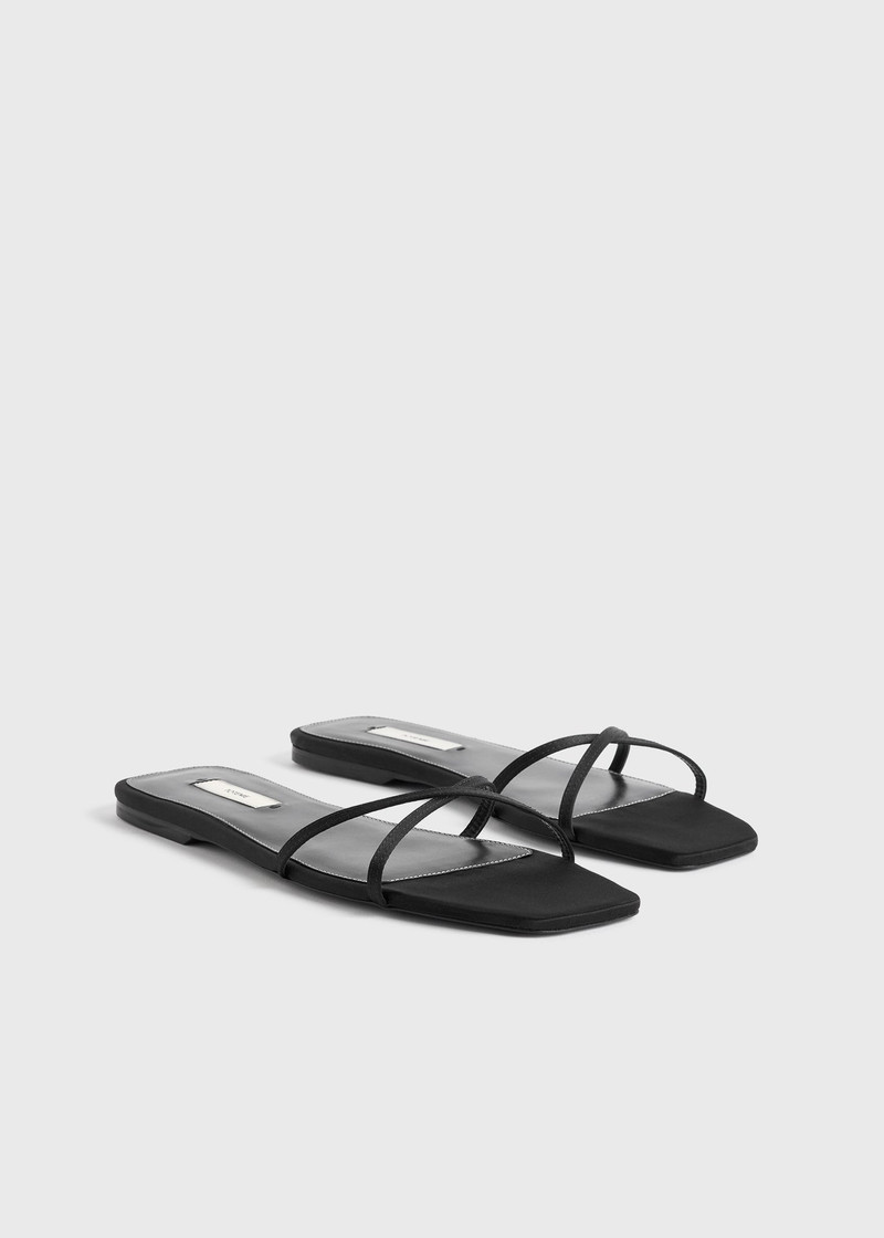 Satin crossover slides black 7