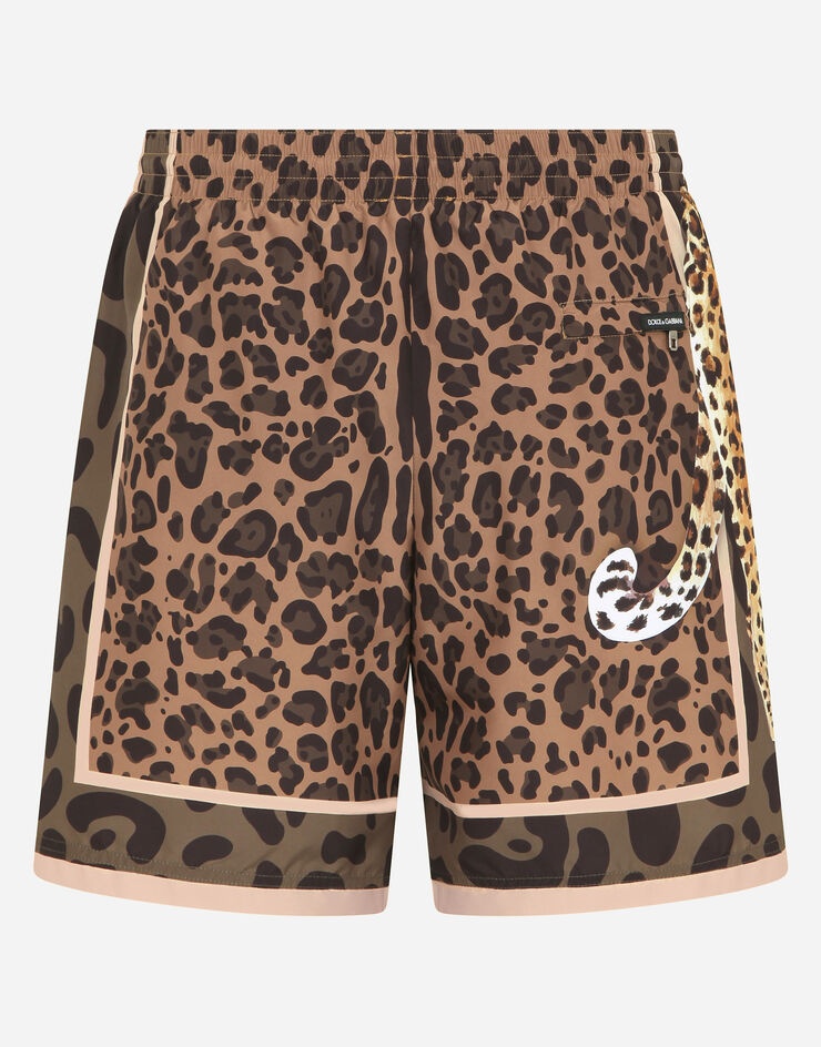 Mid-length swim trunks with leopard print - 3