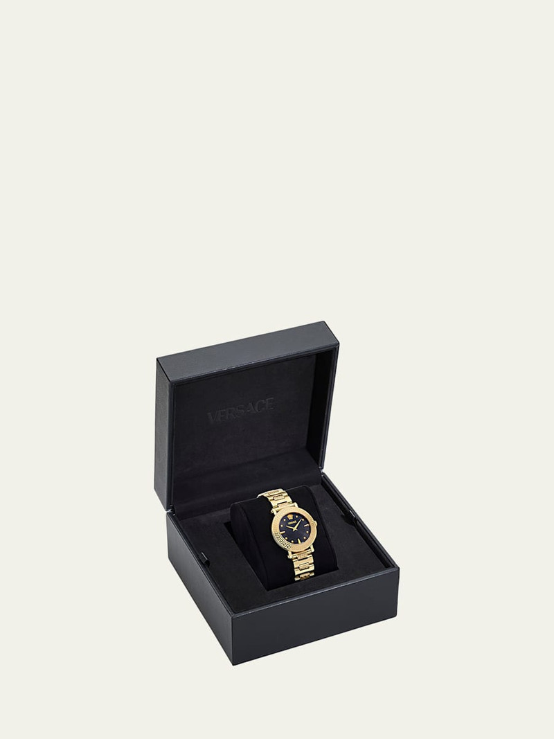 35mm Greca Sphere Watch with Bracelet Strap, Gold/Black 5