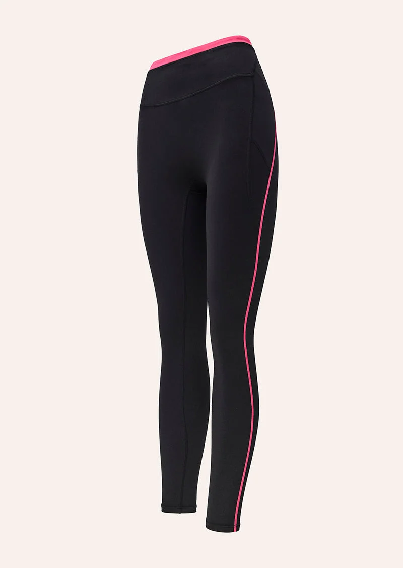 RAPID POCKET FULL LENGTH LEGGING IN BLACK & COSMO PINK - 1