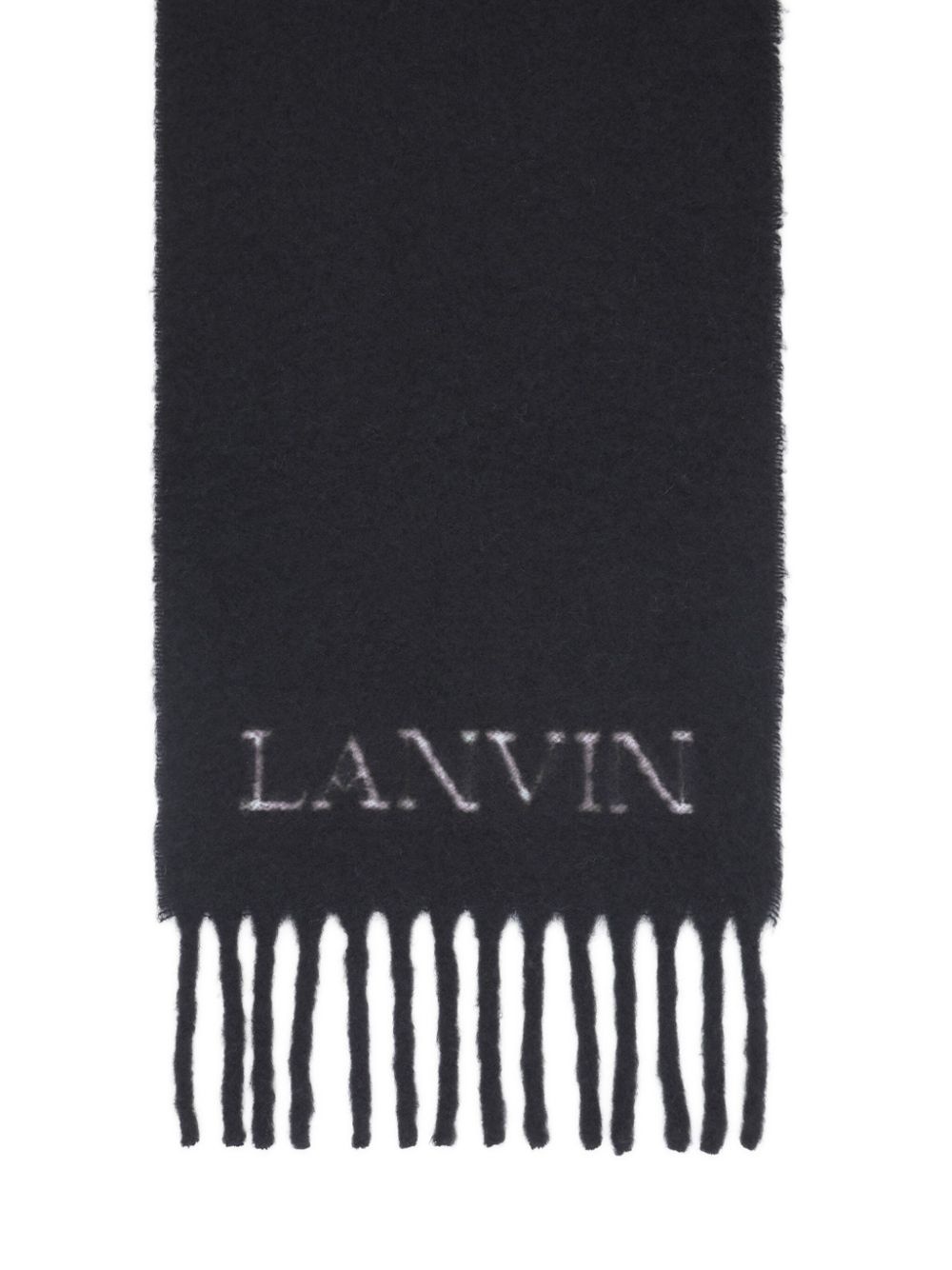 jacquard logo motif fringed scarf - 3