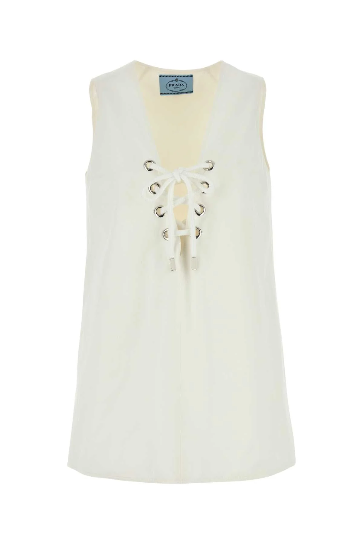 Prada Women White Cotton Mini Dress - 1