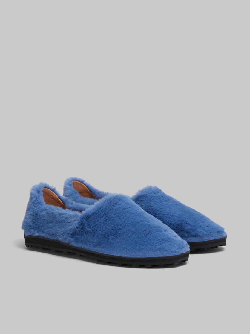 BLUE SLIP-ON LOAFER IN FAUX FUR - 2