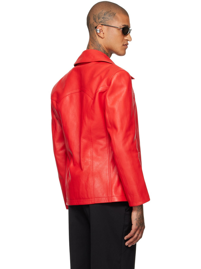 Red Slim-Fit Creep Leather Jacket 3