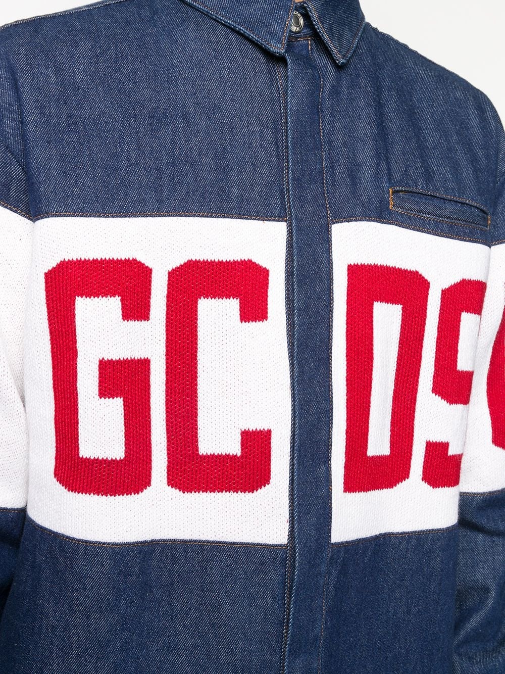 long-sleeved logo denim jacket - 5