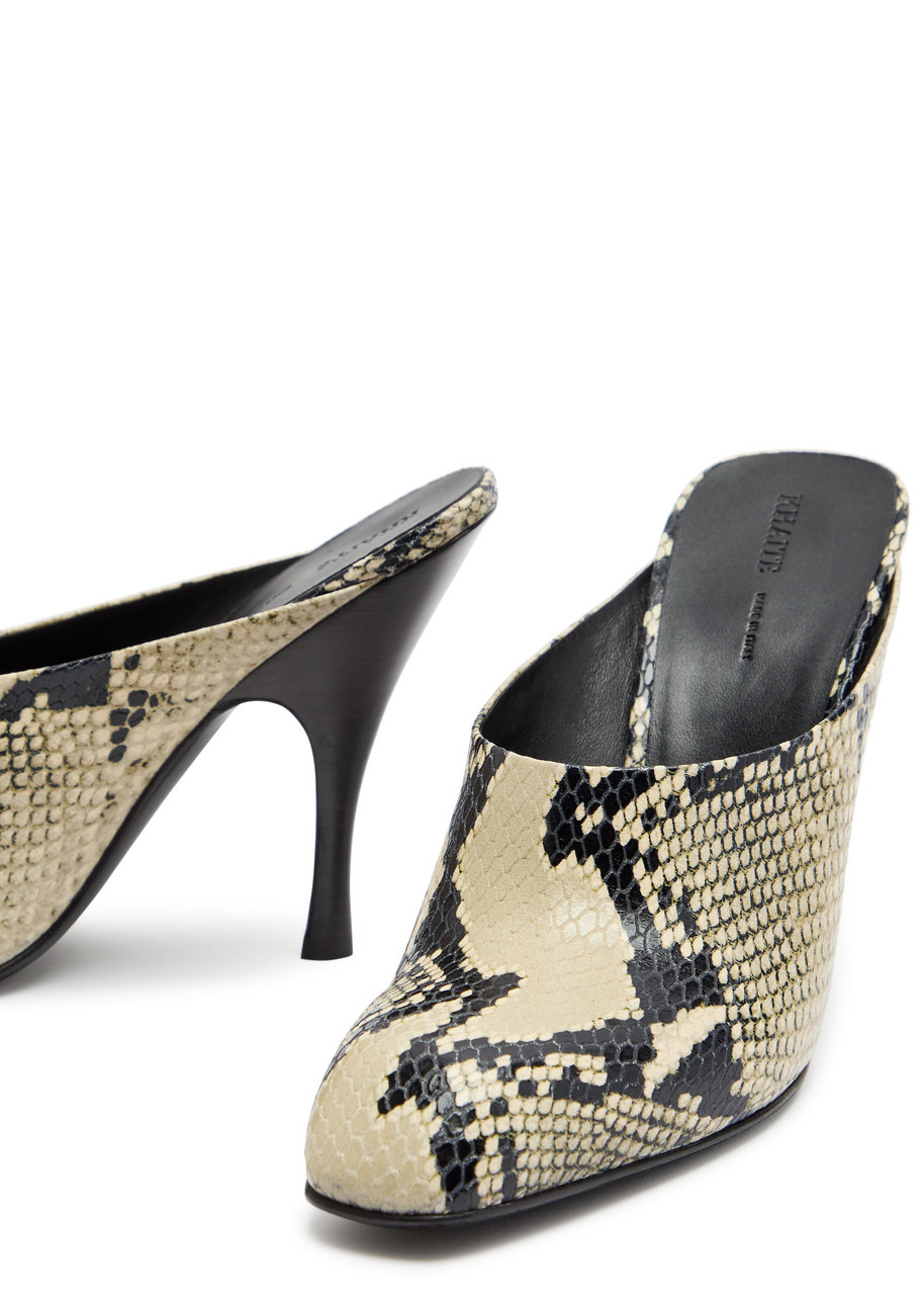 Khaite Colt 100 Python-effect Leather Mules - 4