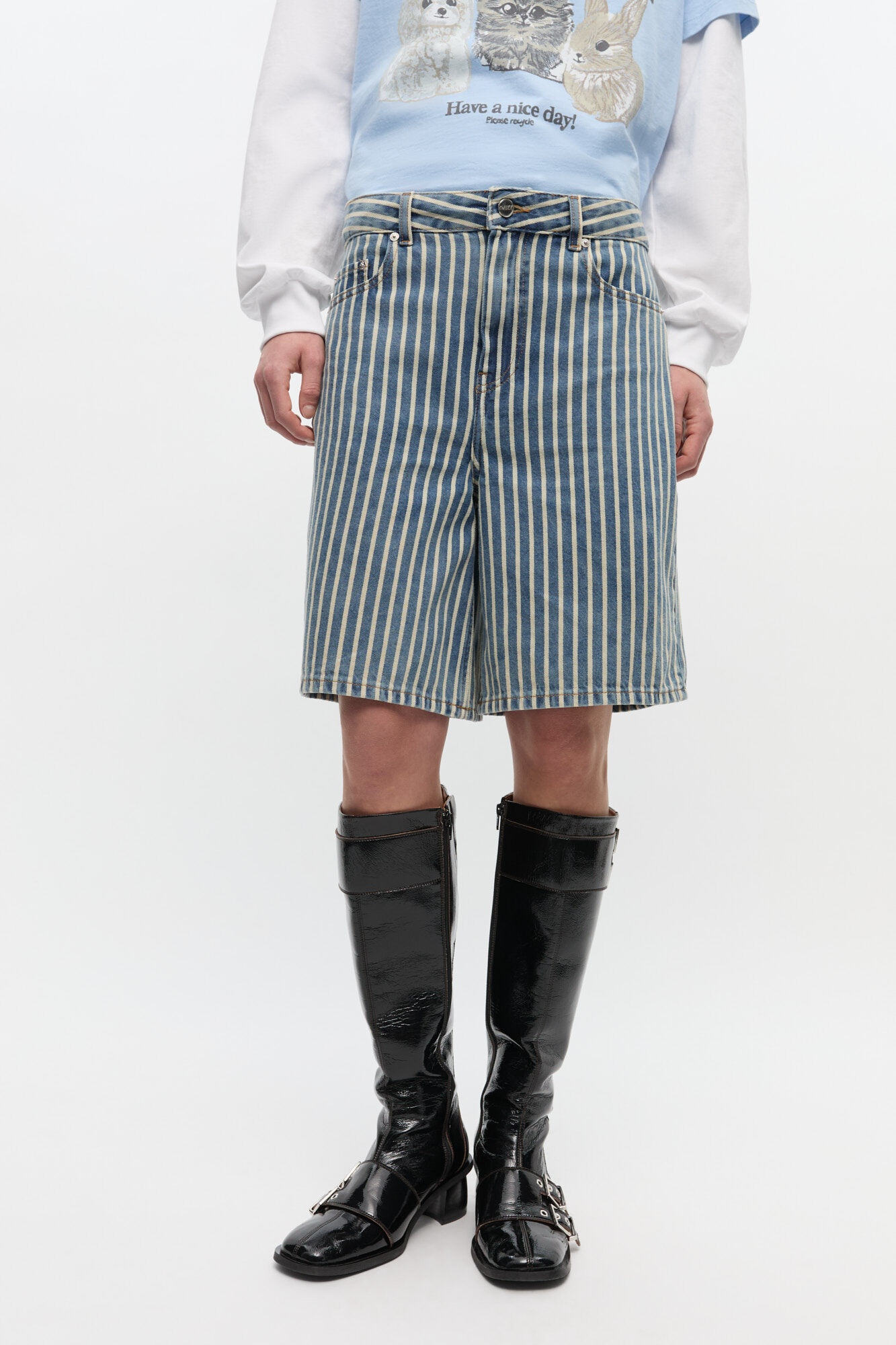 STRIPED DENIM SHORTS - 3