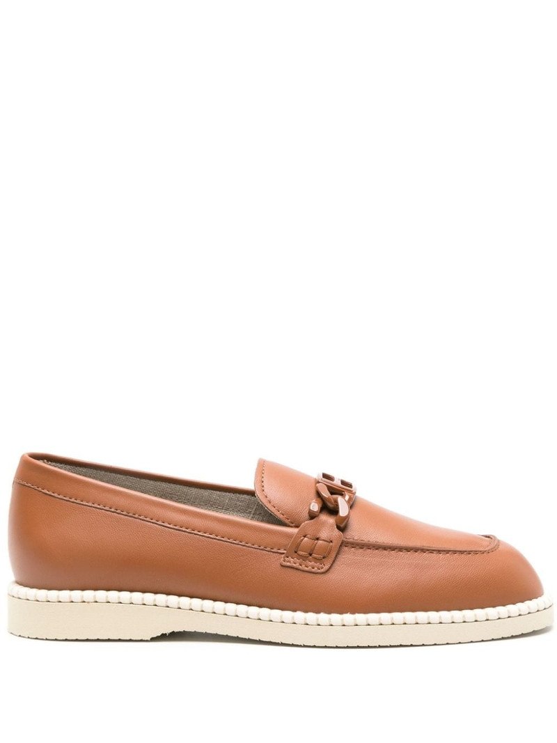 logo-buckle leather loafers 1