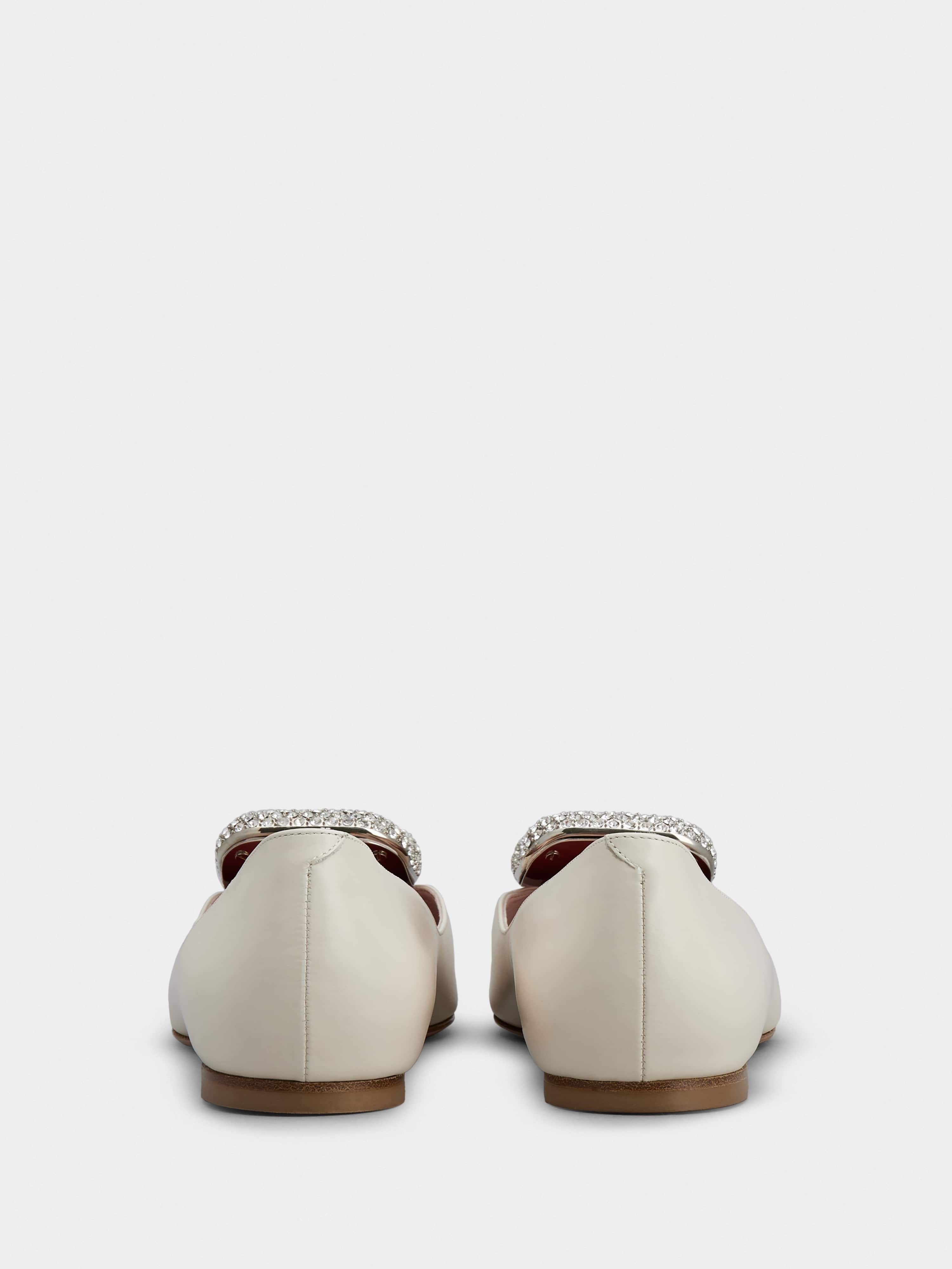 Viv' Choc Strass Buckle Ballerinas in Leather - 5