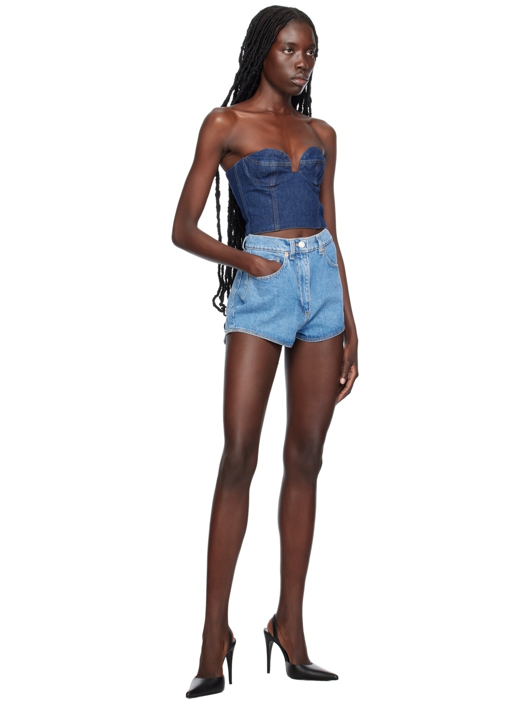 Navy Corset Denim Tank Top - 4