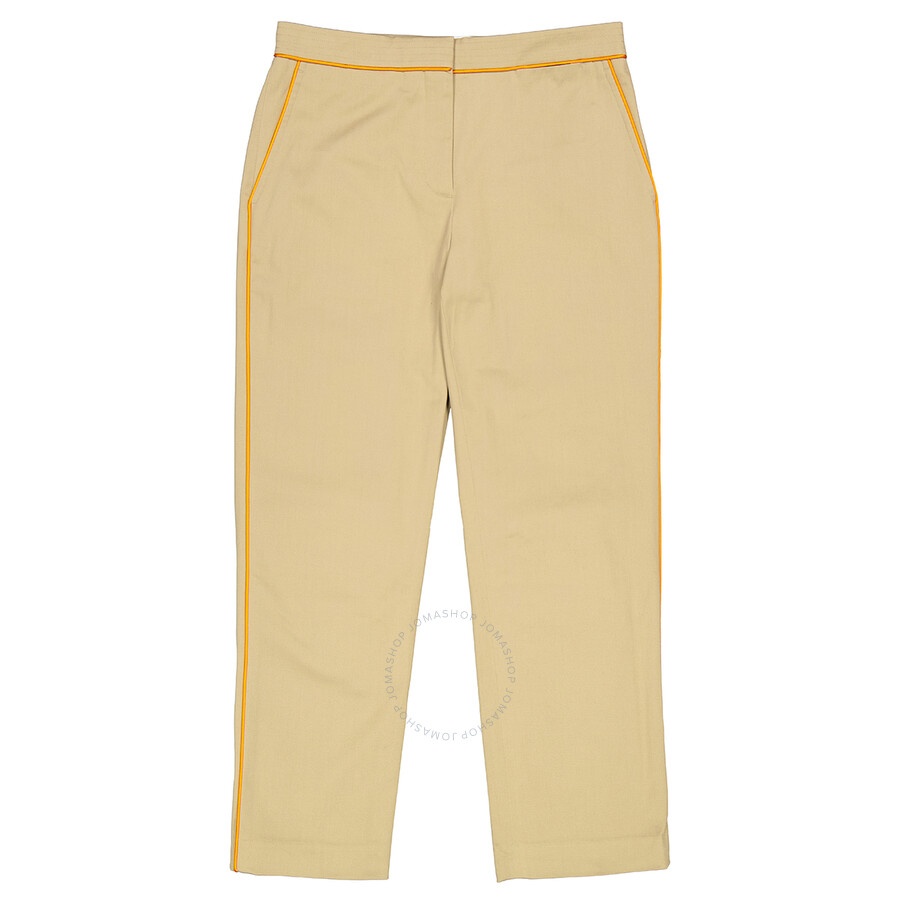 Burberry Ladies Silk Trim Cropped Cotton Chinos - 1