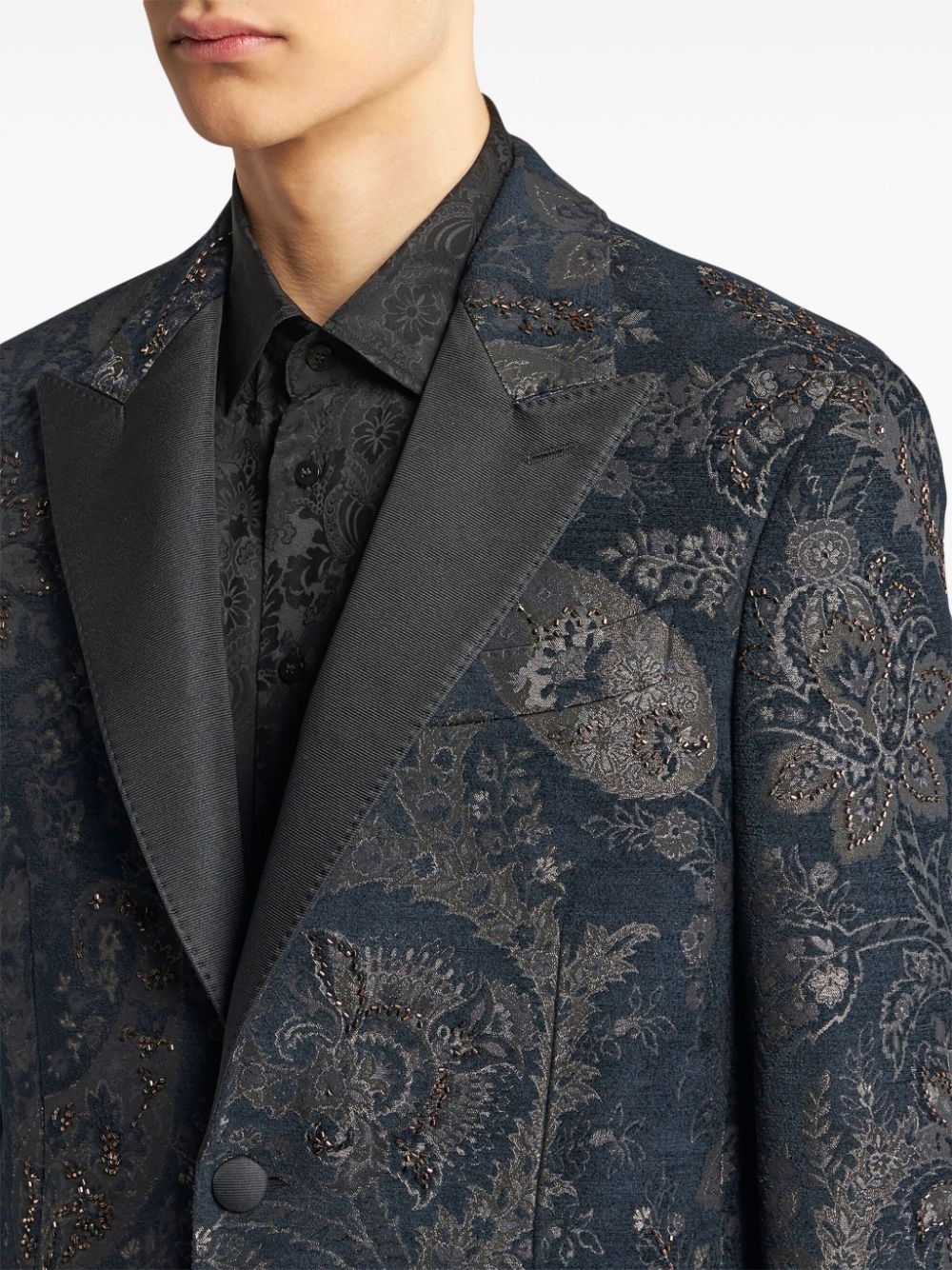 peak-lapel jacquard blazer - 4