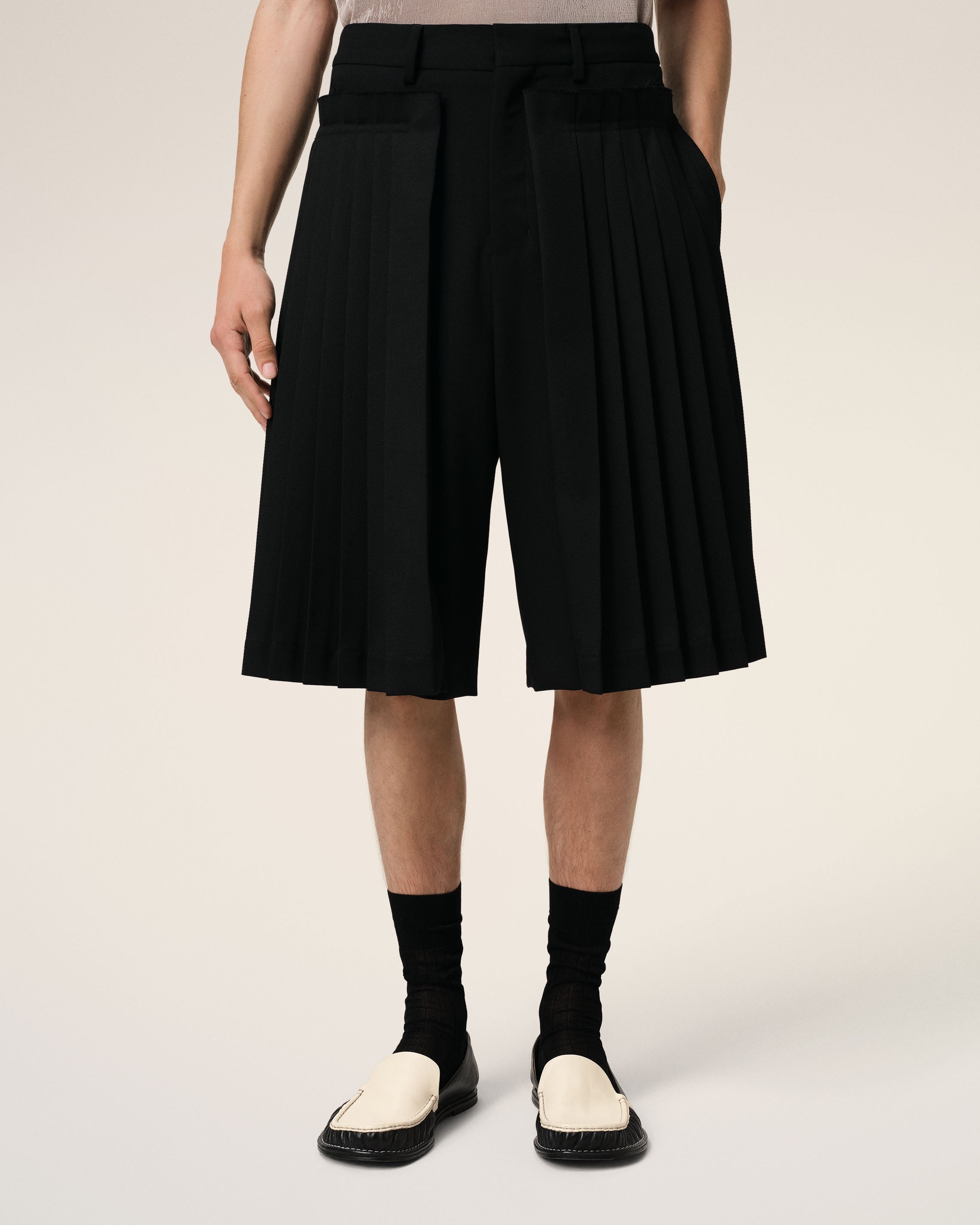 BLACK LEATHER MIDI LOAFERS - 2