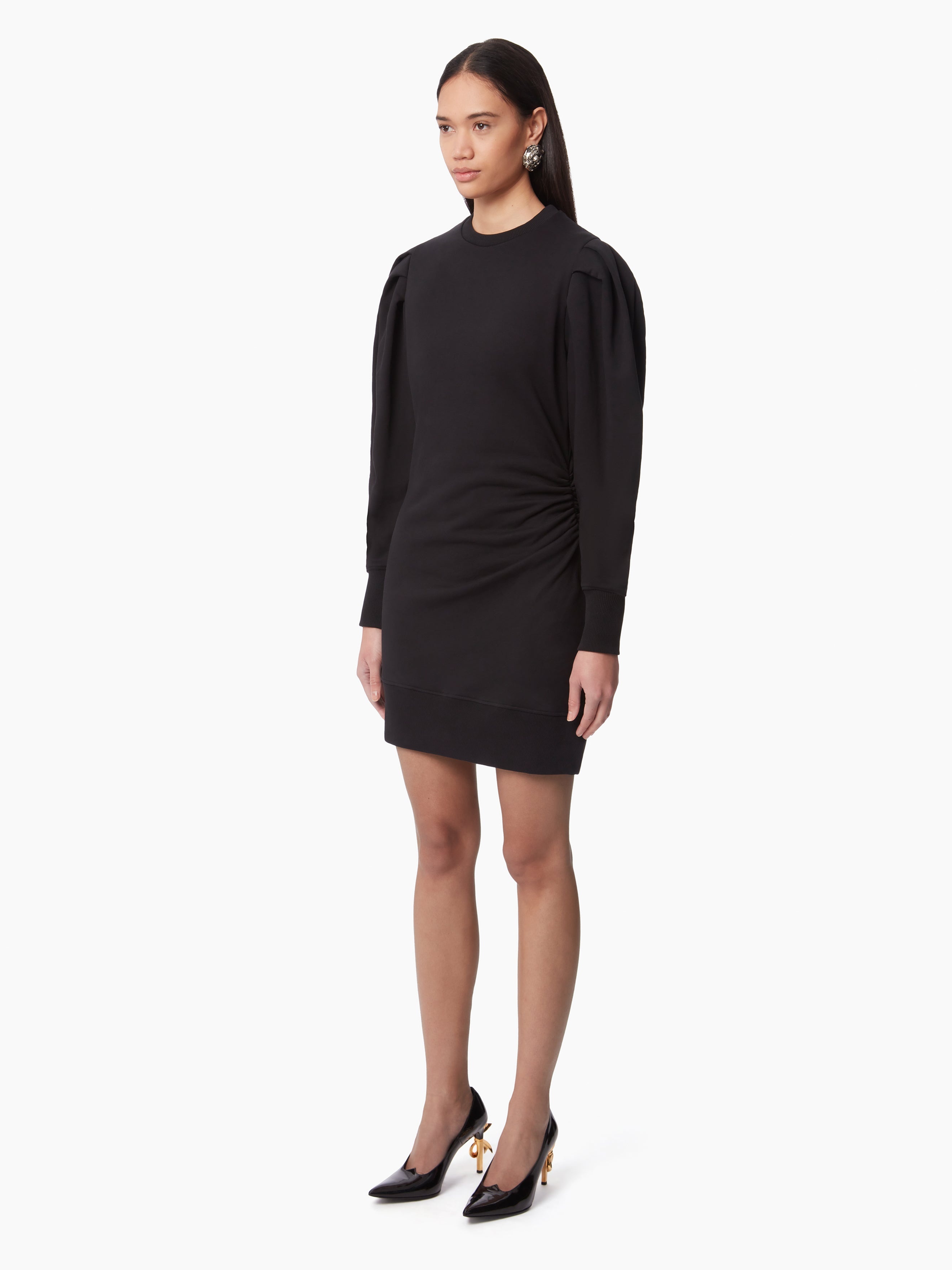 SWEATER DRESS WITH RUCHED SLEEVES - 2