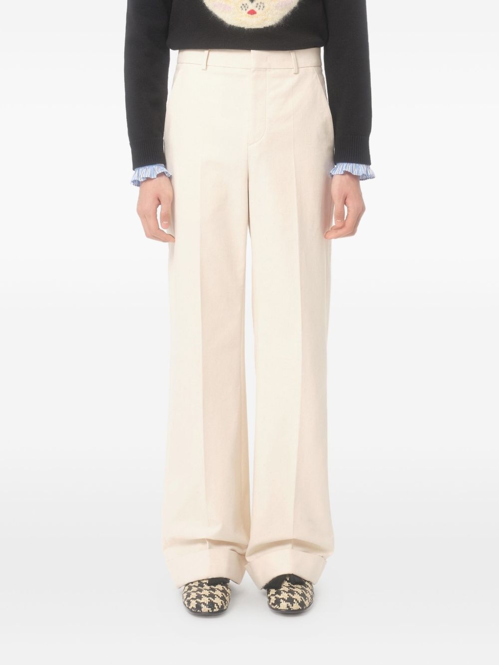 cuffed cotton trousers - 3