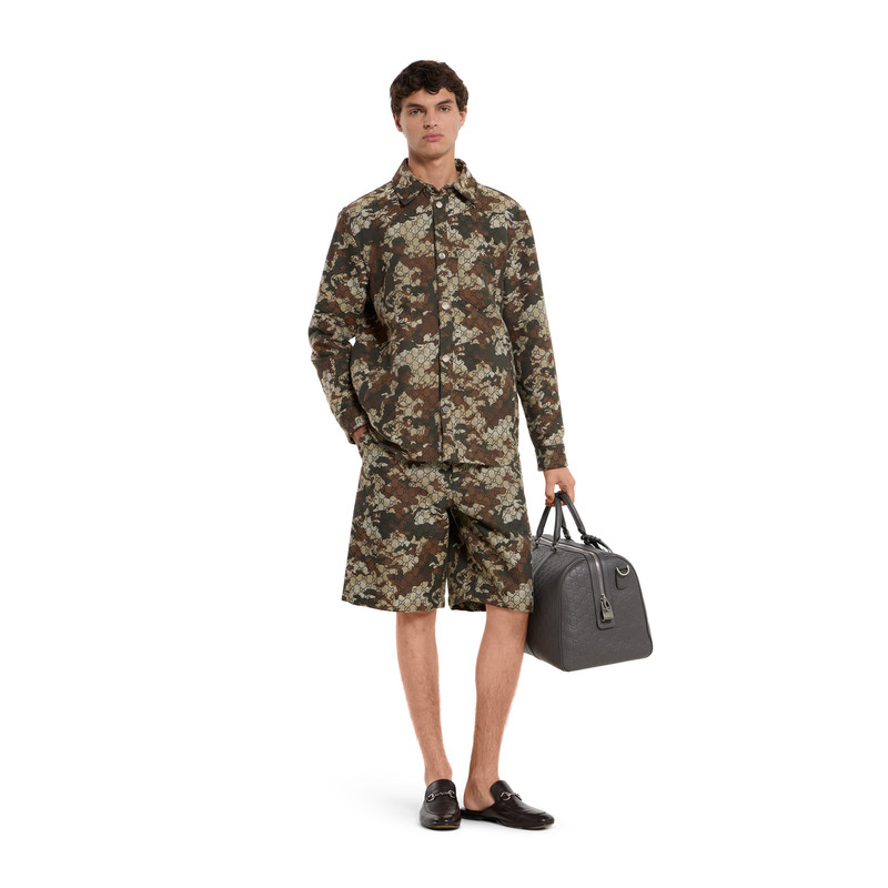 GUCCI GG marbled cotton denim jacquard pants outlook