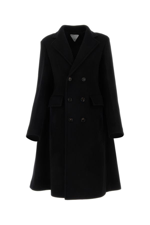 Black wool blend cape coat - 1