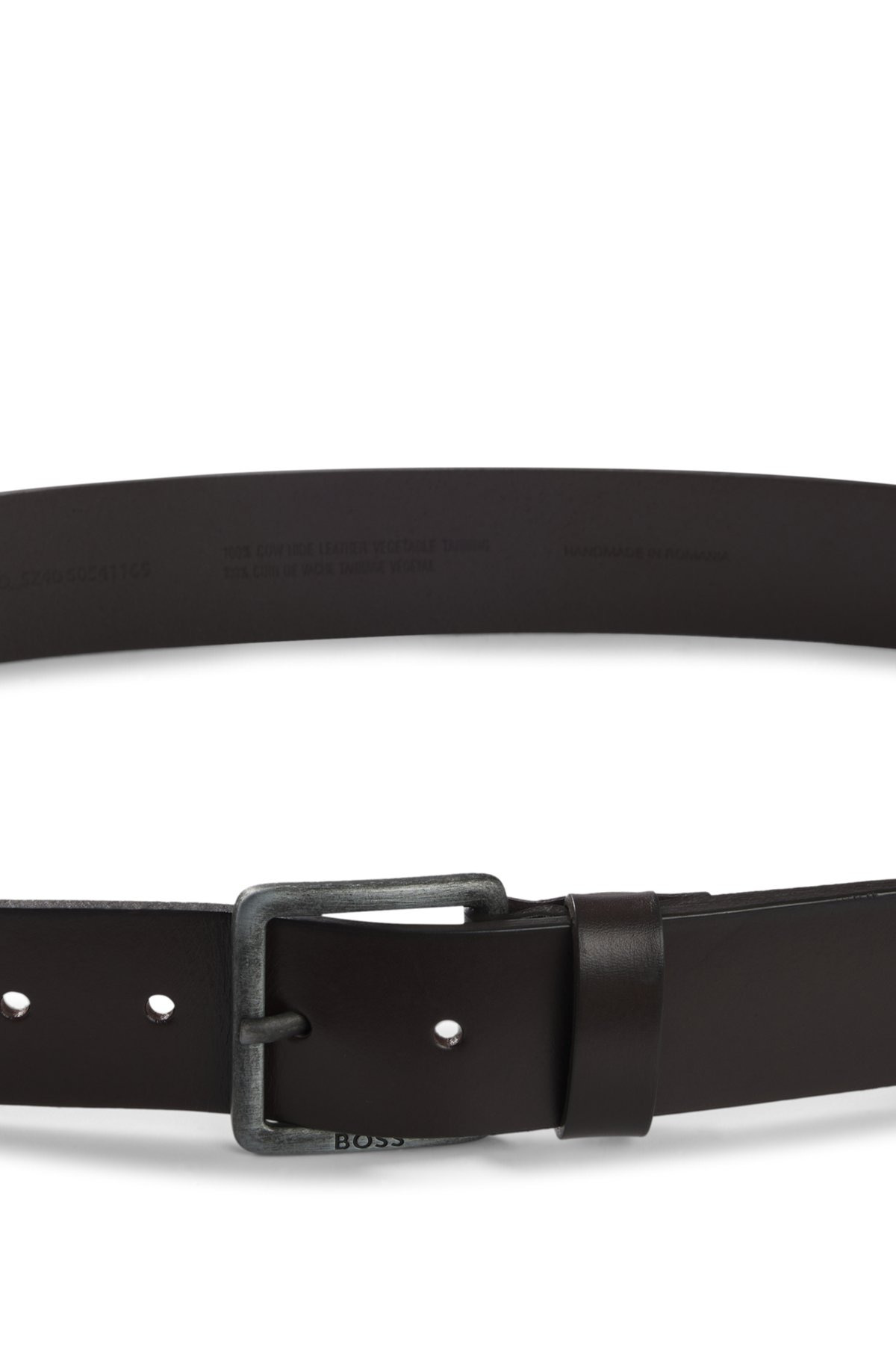 LEATHER BELT WITH LOGO BUCKLE - 4