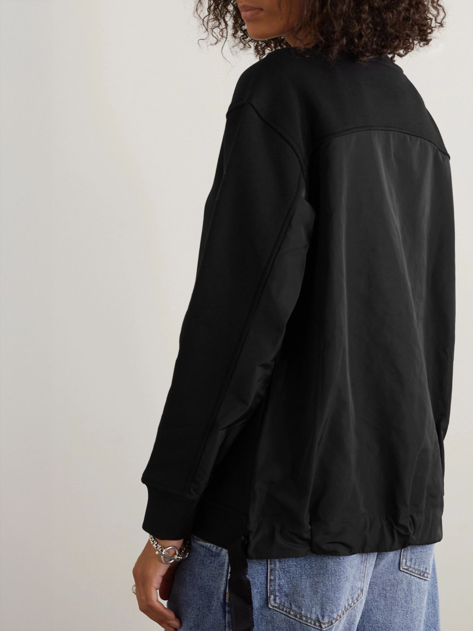 Paneled shell and cotton-jersey sweatshirt Black - 3