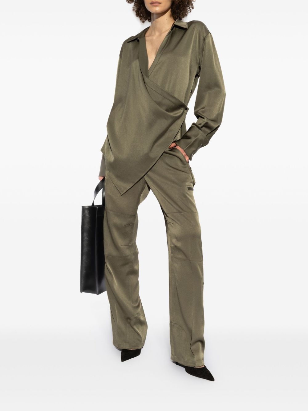 satin straight-leg trousers - 2