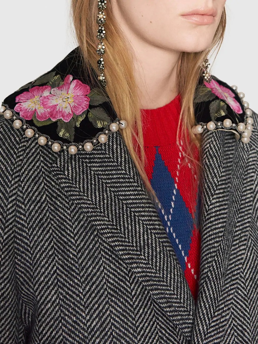 Herringbone coat with embroidery - 5