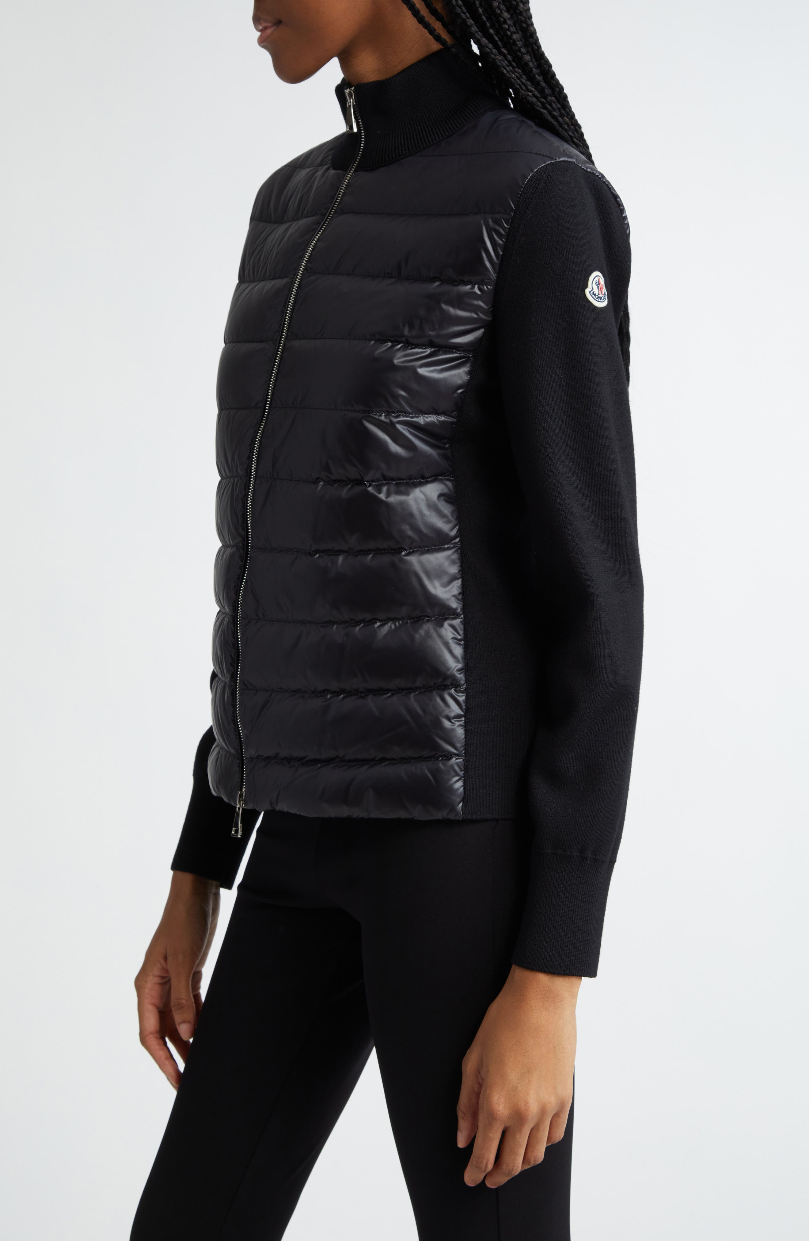 Quilted Nylon & Wool Knit Cardigan - 4