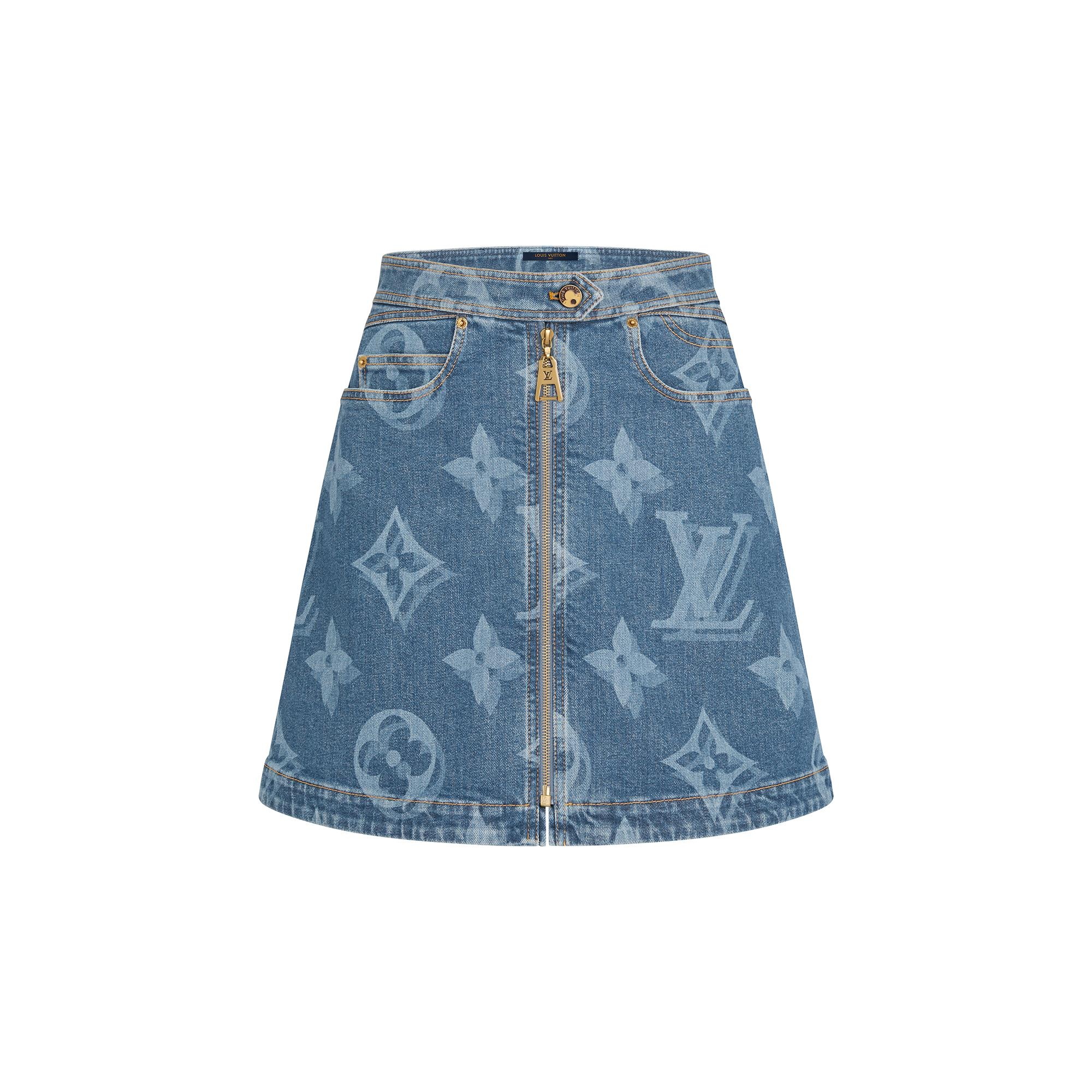 Blurry Giant Monogram Denim Mini Skirt  - 1