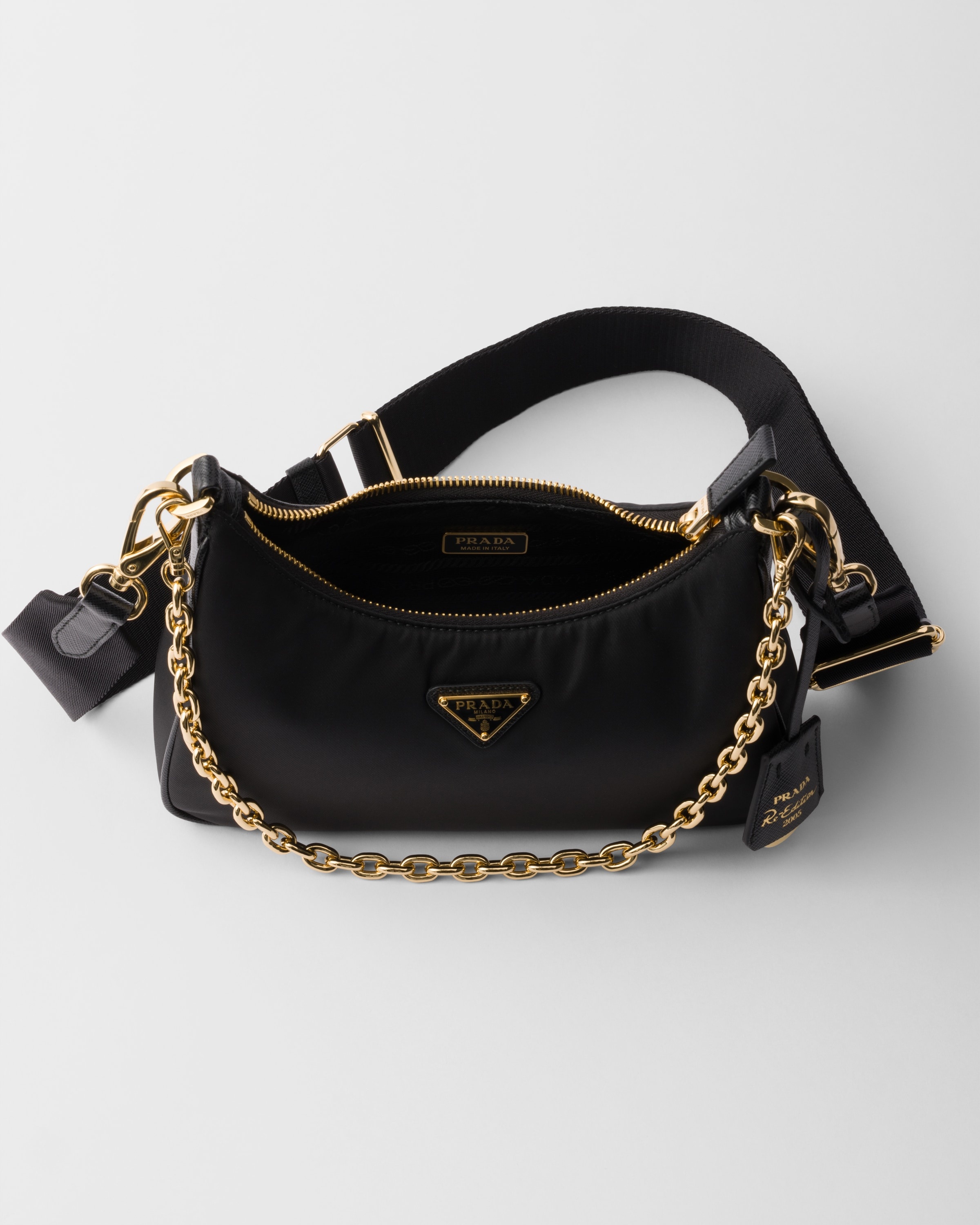 Prada Re-Edition 2005 Re-Nylon and Saffiano leather bag with charm - 4