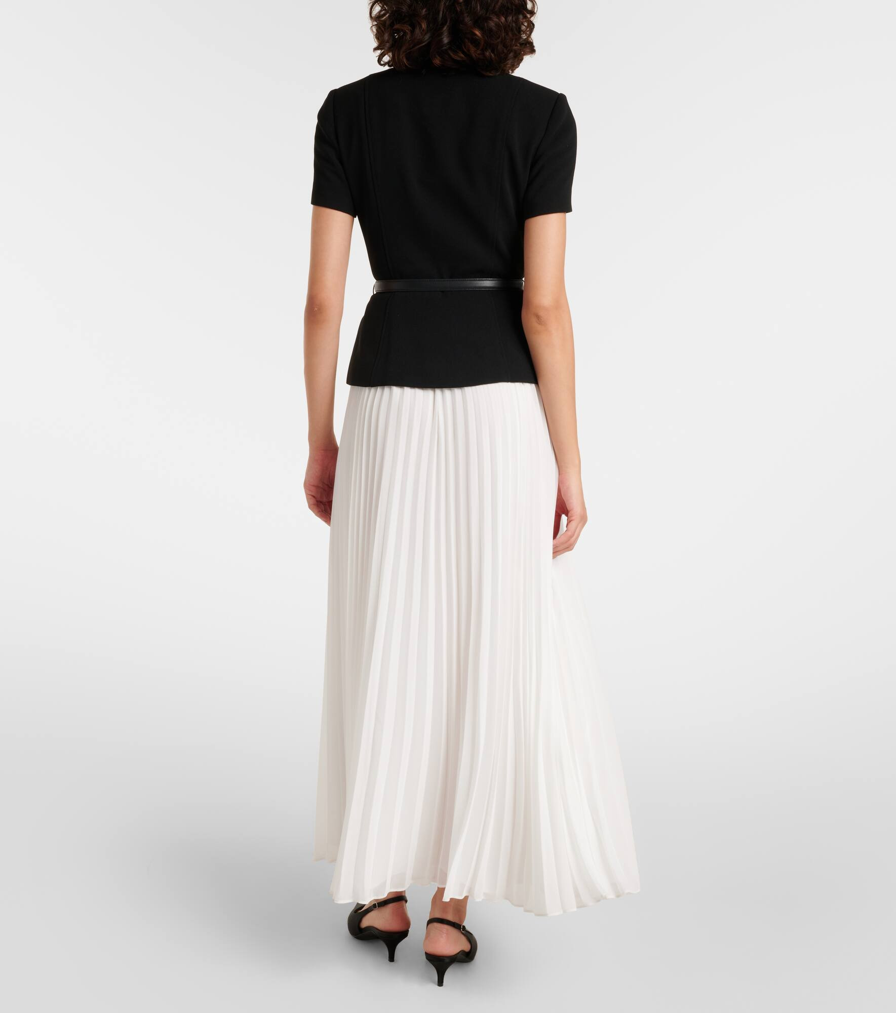 Belted pleated chiffon maxi dress - 3