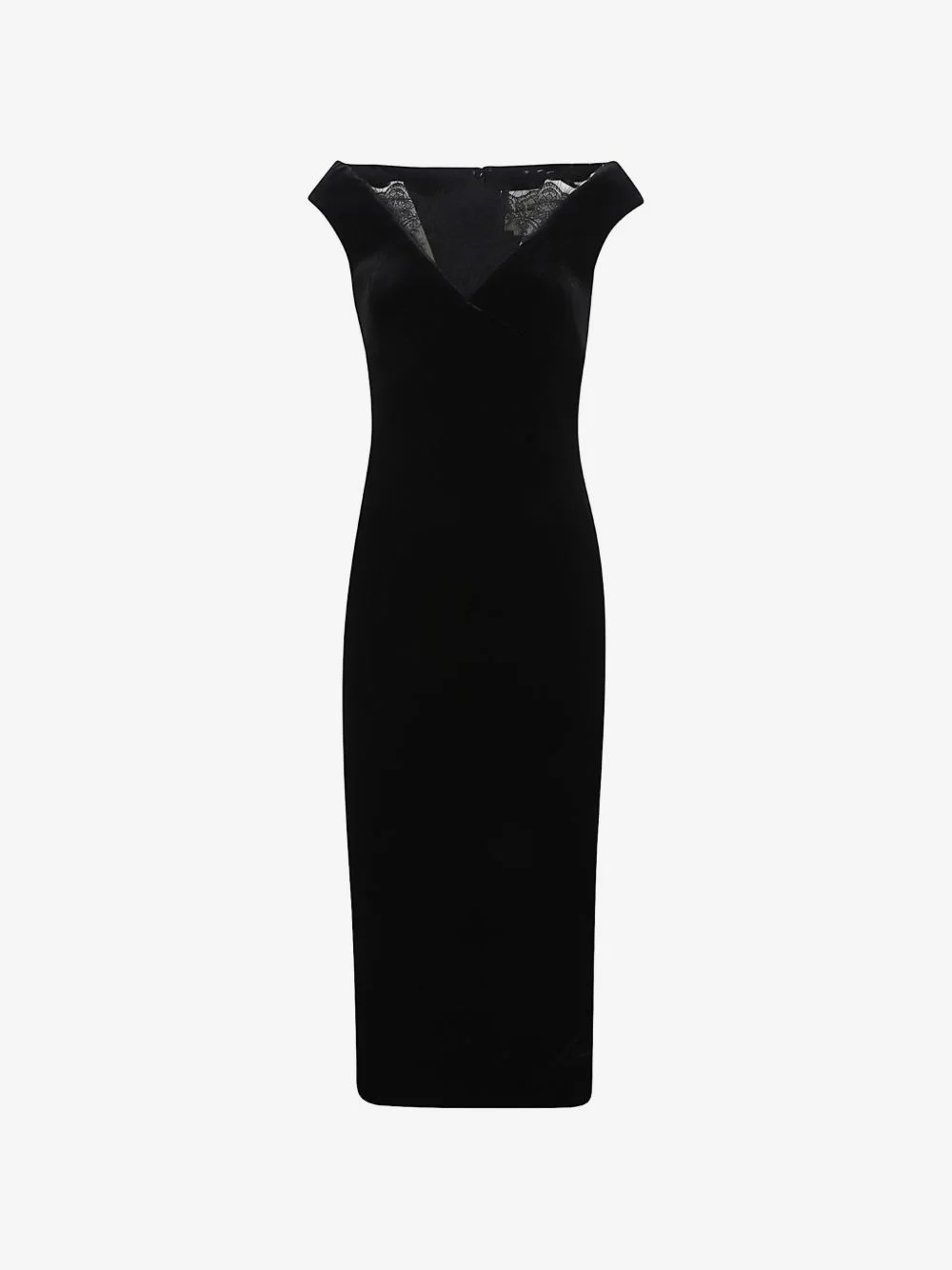 lace-trim velvet midi dress - 1