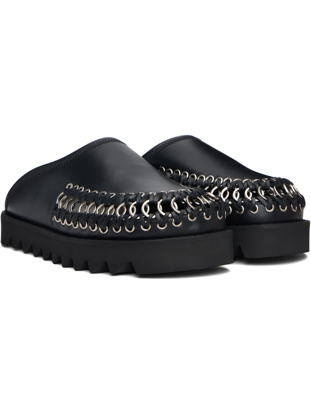 Black Hoop Detail Slip-on Loafers - 4