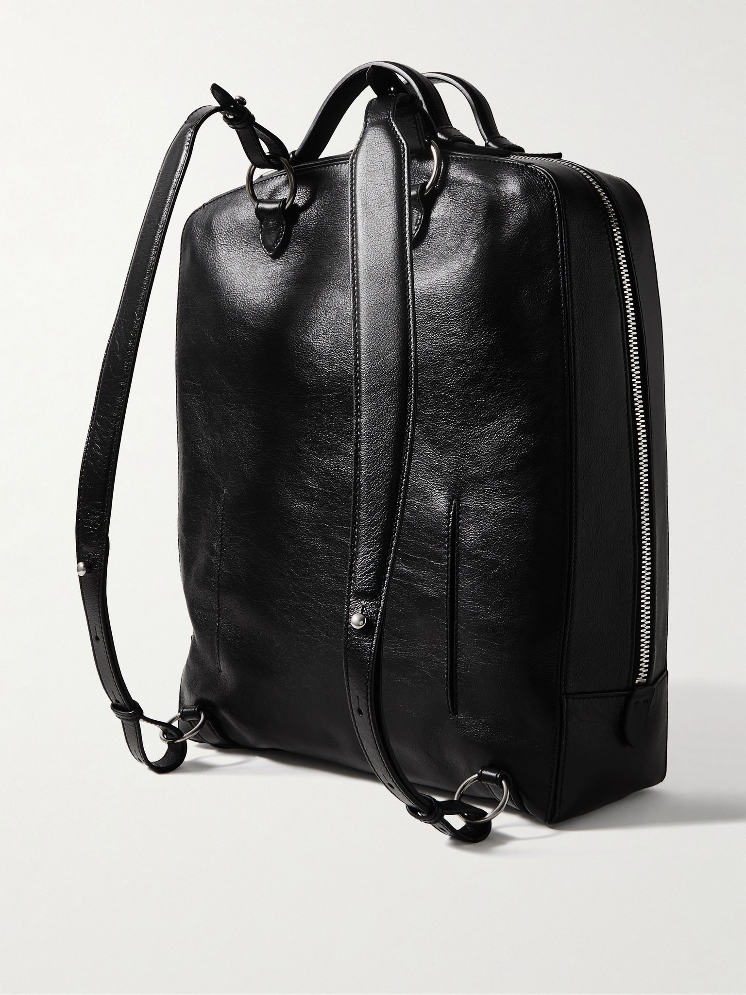 Rider Full-Grain Leather Backpack Black - 3