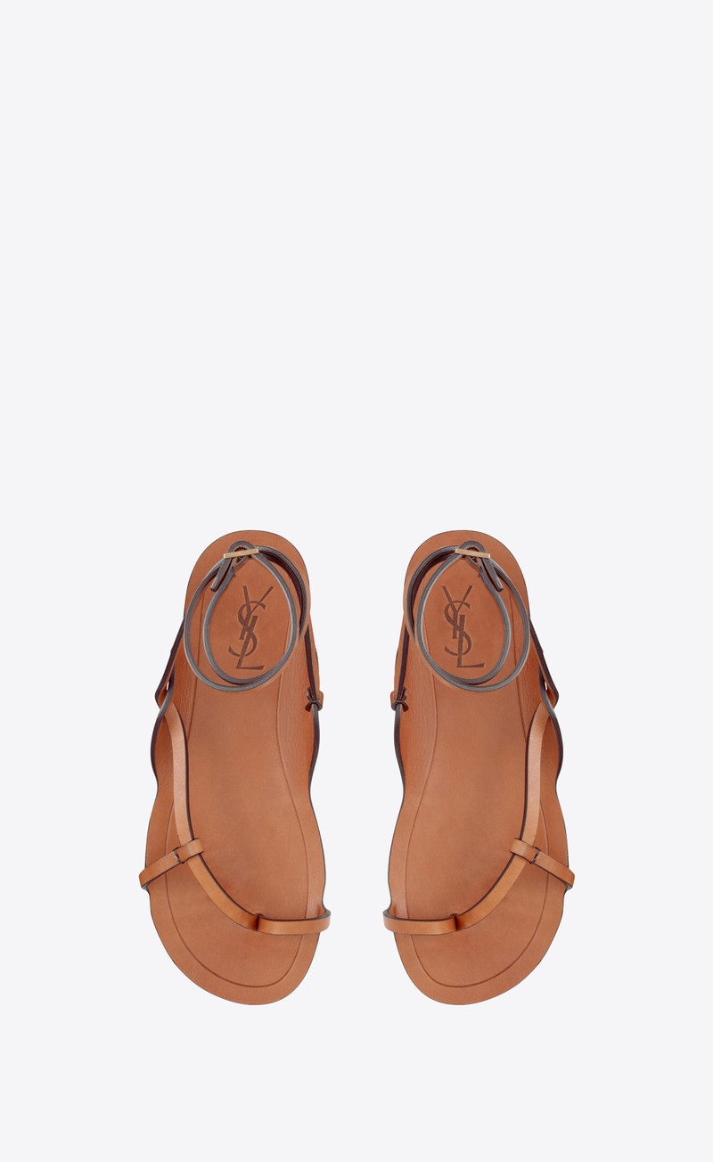 saint laurent isla flat sandals in smooth leather outlook