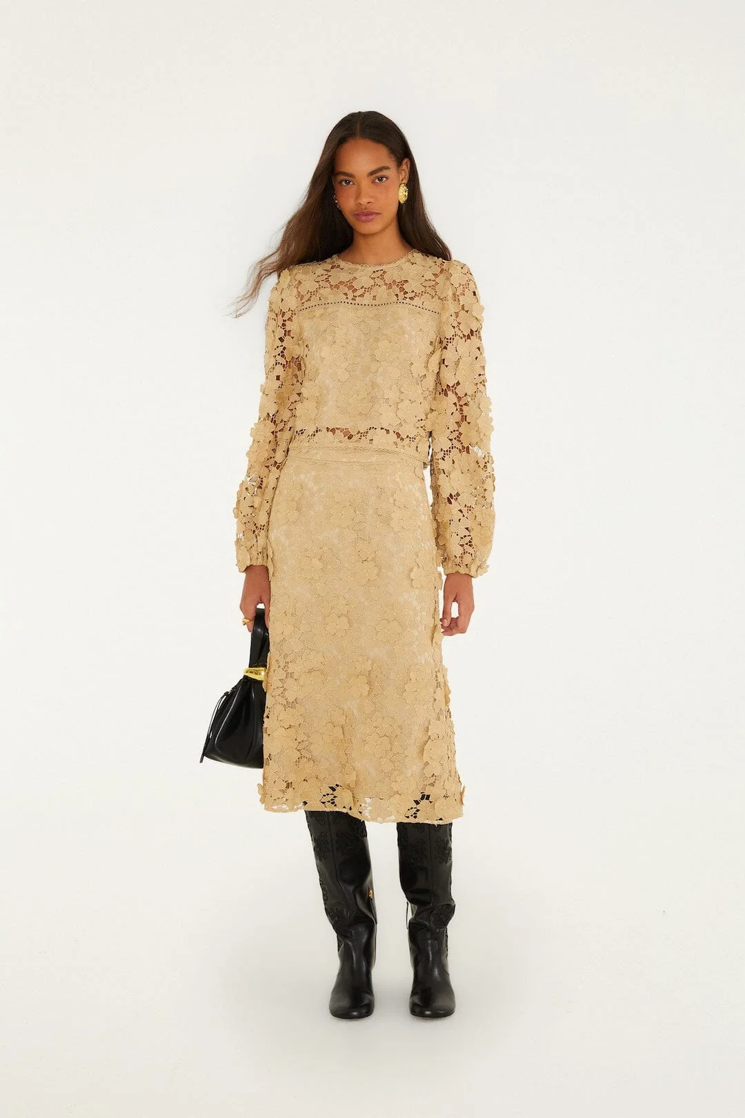 Sand Embroidery Midi Skirt - 1