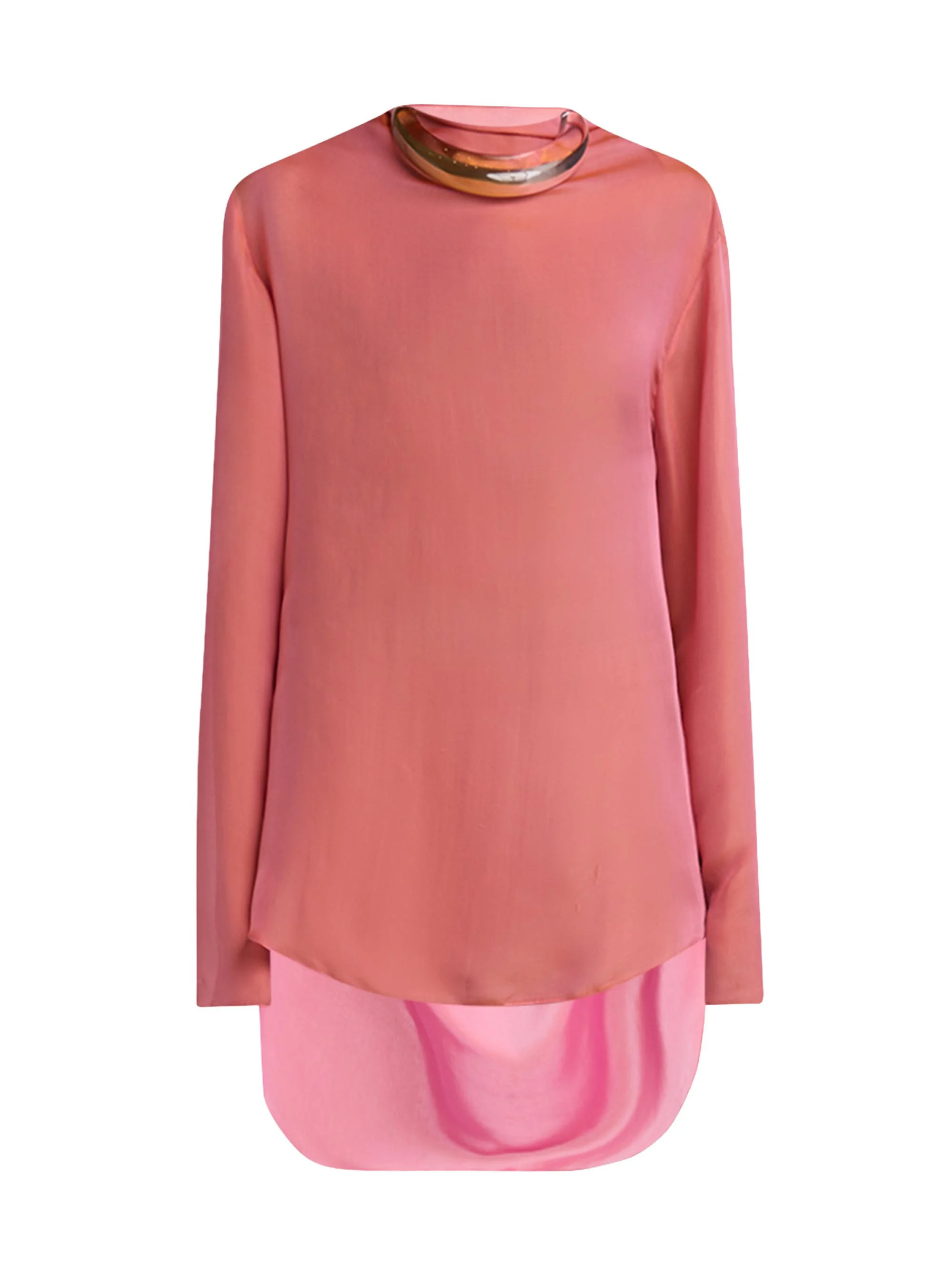 Women's Silk Draped High-Low Hem Tunic Top - Ibis - 1