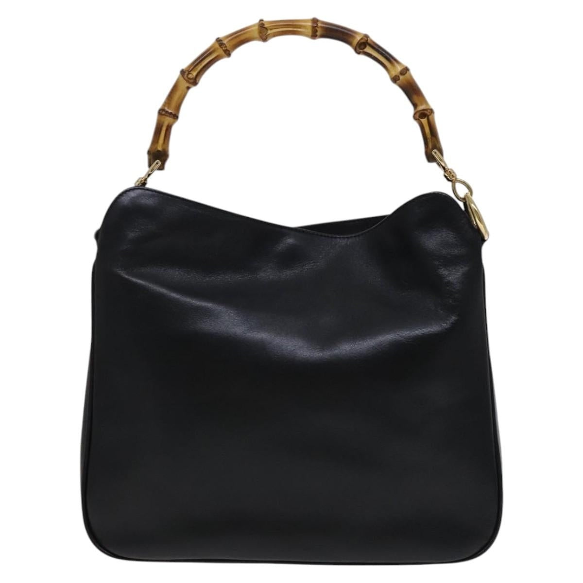 GUCCI Bamboo Hand Bag Leather Black 001 001 - 2