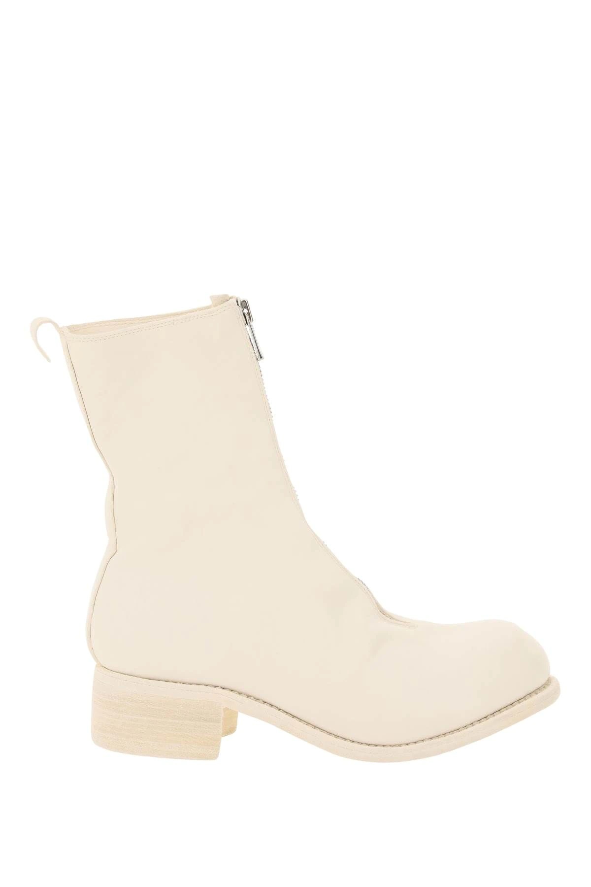 FRONT ZIP LEATHER ANKLE BOOTS - 1