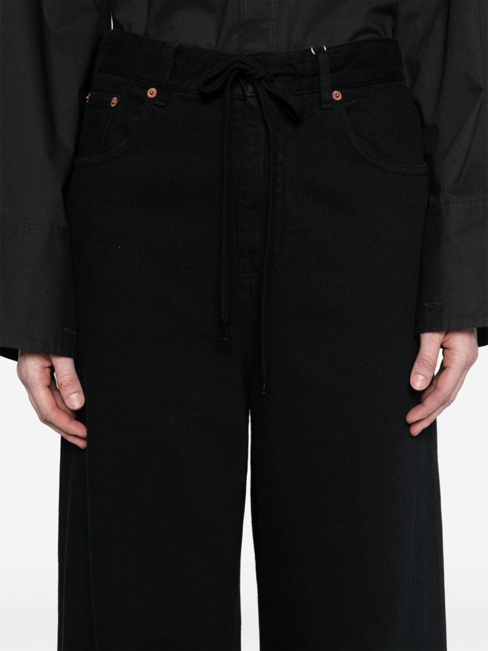 wide-leg cotton jeans - 5