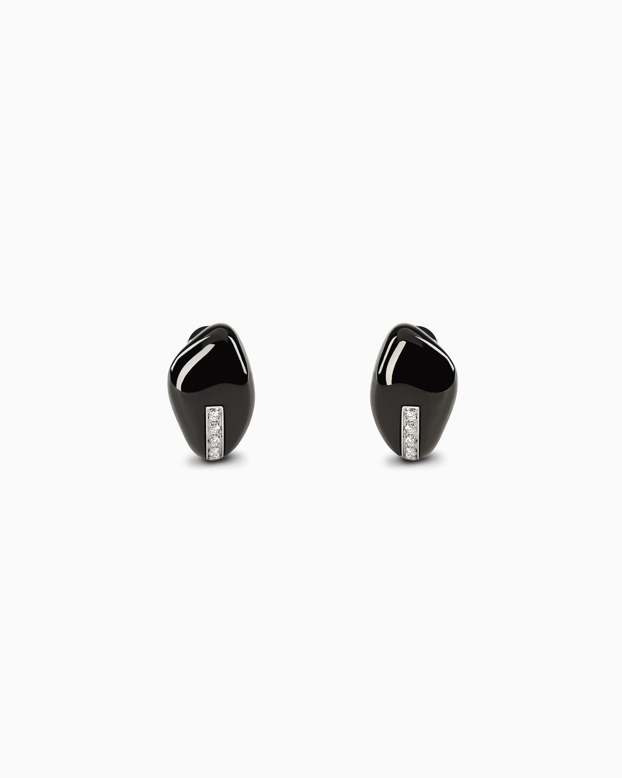 18K WHITE-GOLD, DIAMOND-AND-ONYX SÌ EARRINGS - 1