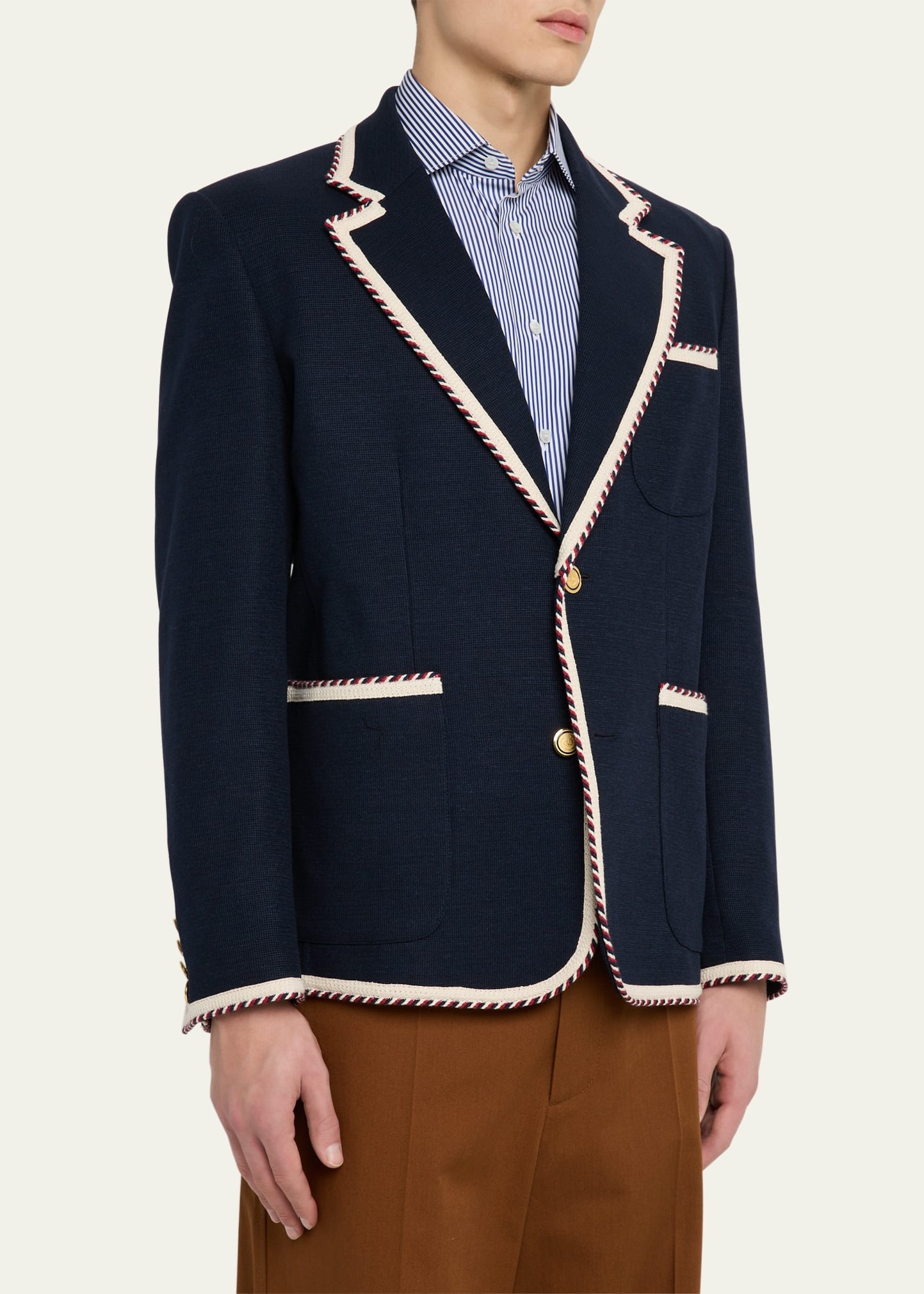 Men's VLogo Contrast-Trim Blazer - 4