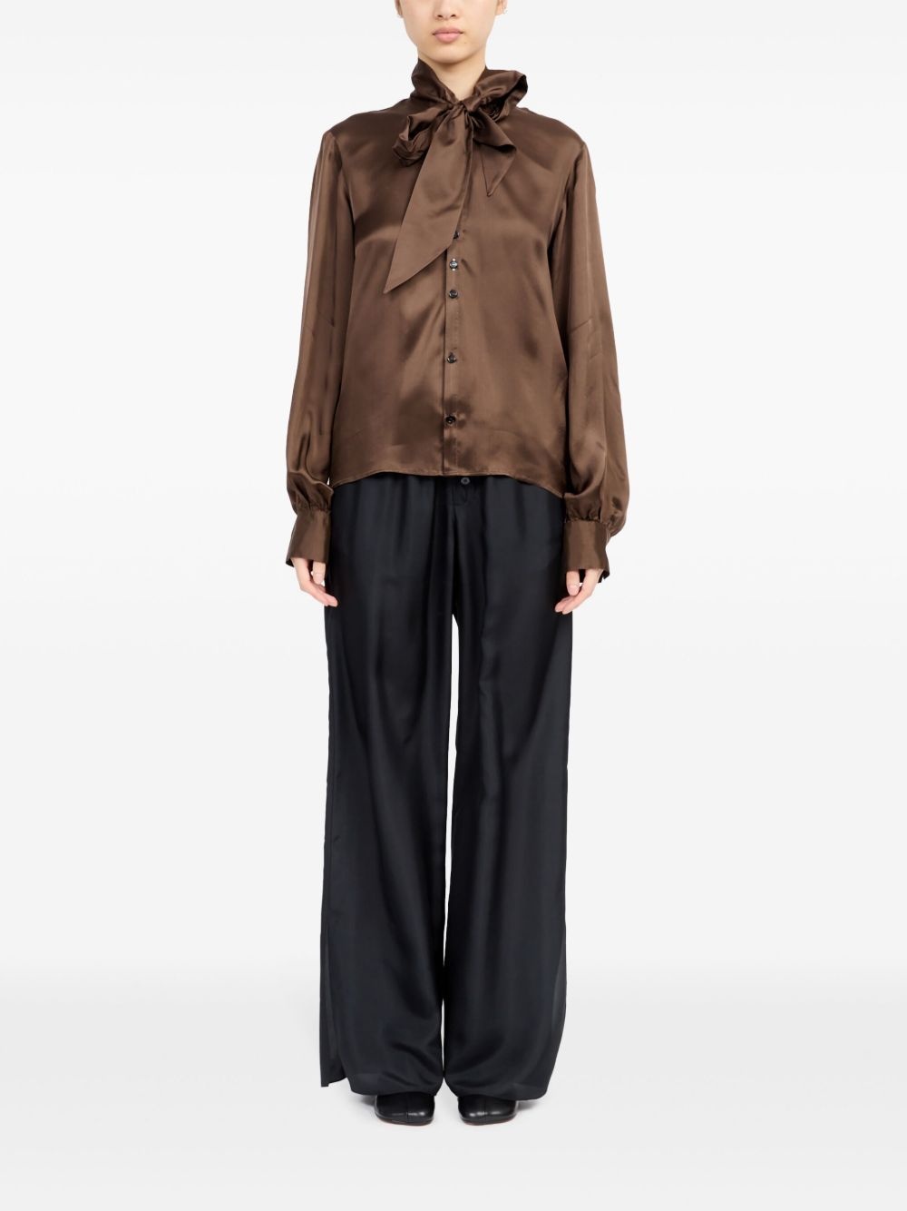 tie-neck satin shirt - 2