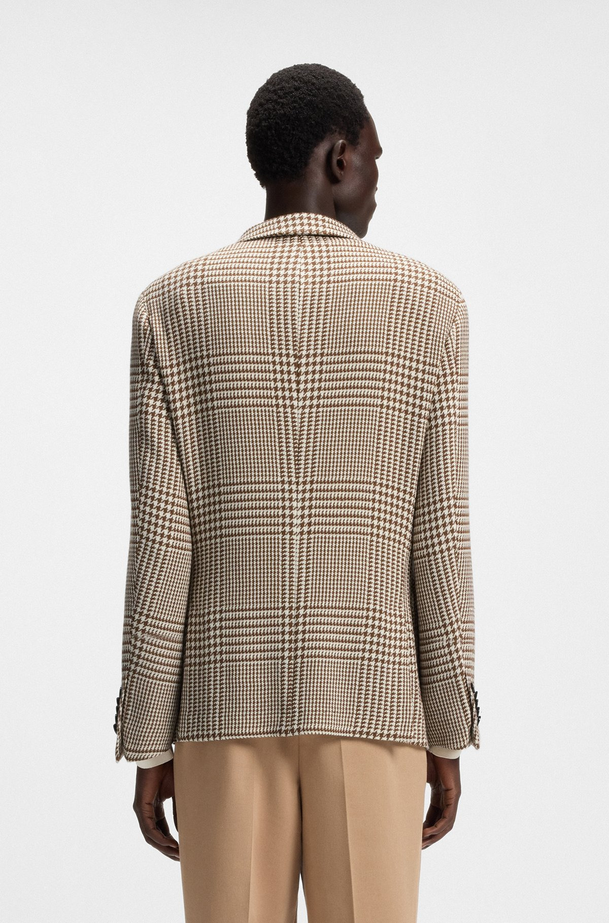 SLIM-FIT BLAZER IN CHECKERED WOOL - 4