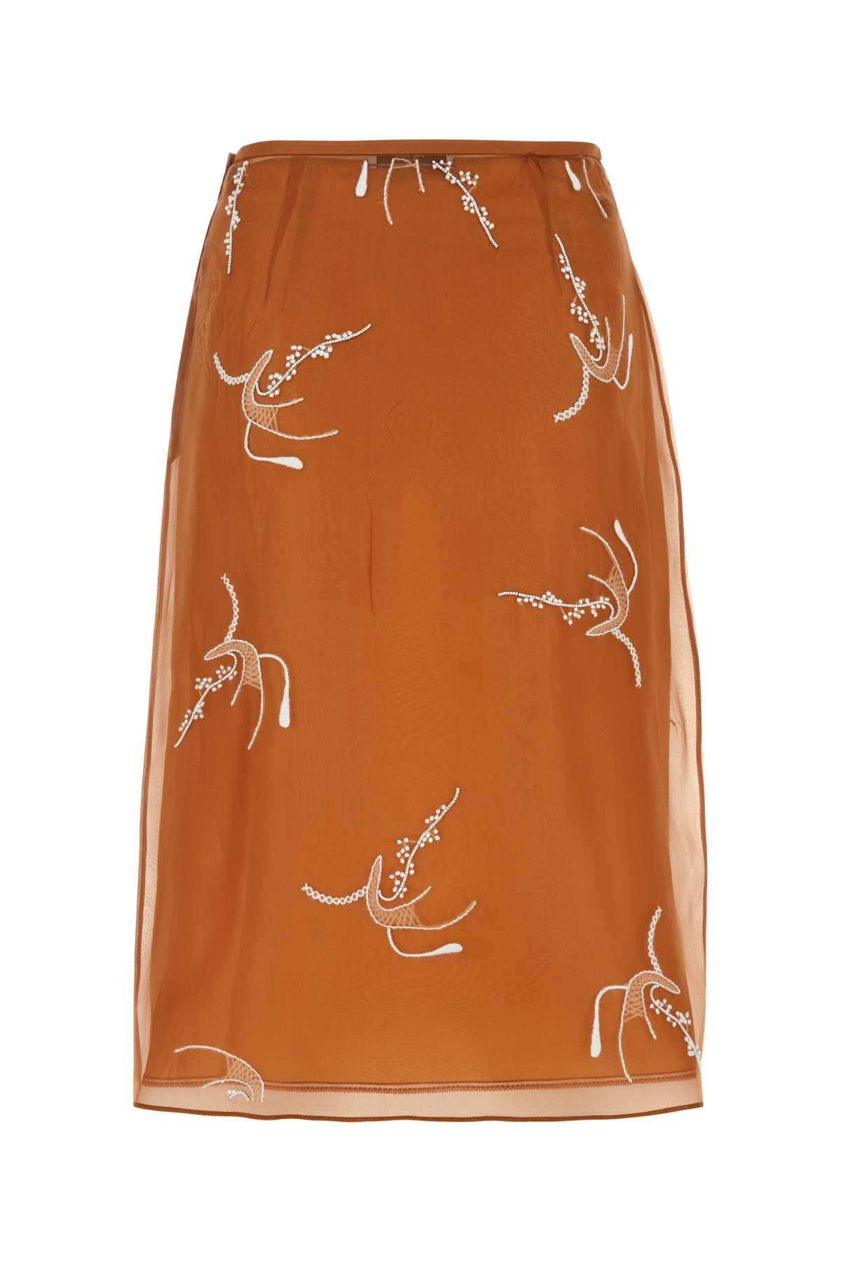 Prada Women Copper Organza Skirt - 2