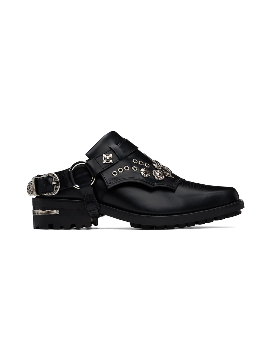 Black Leather Slip-on Loafers - 1