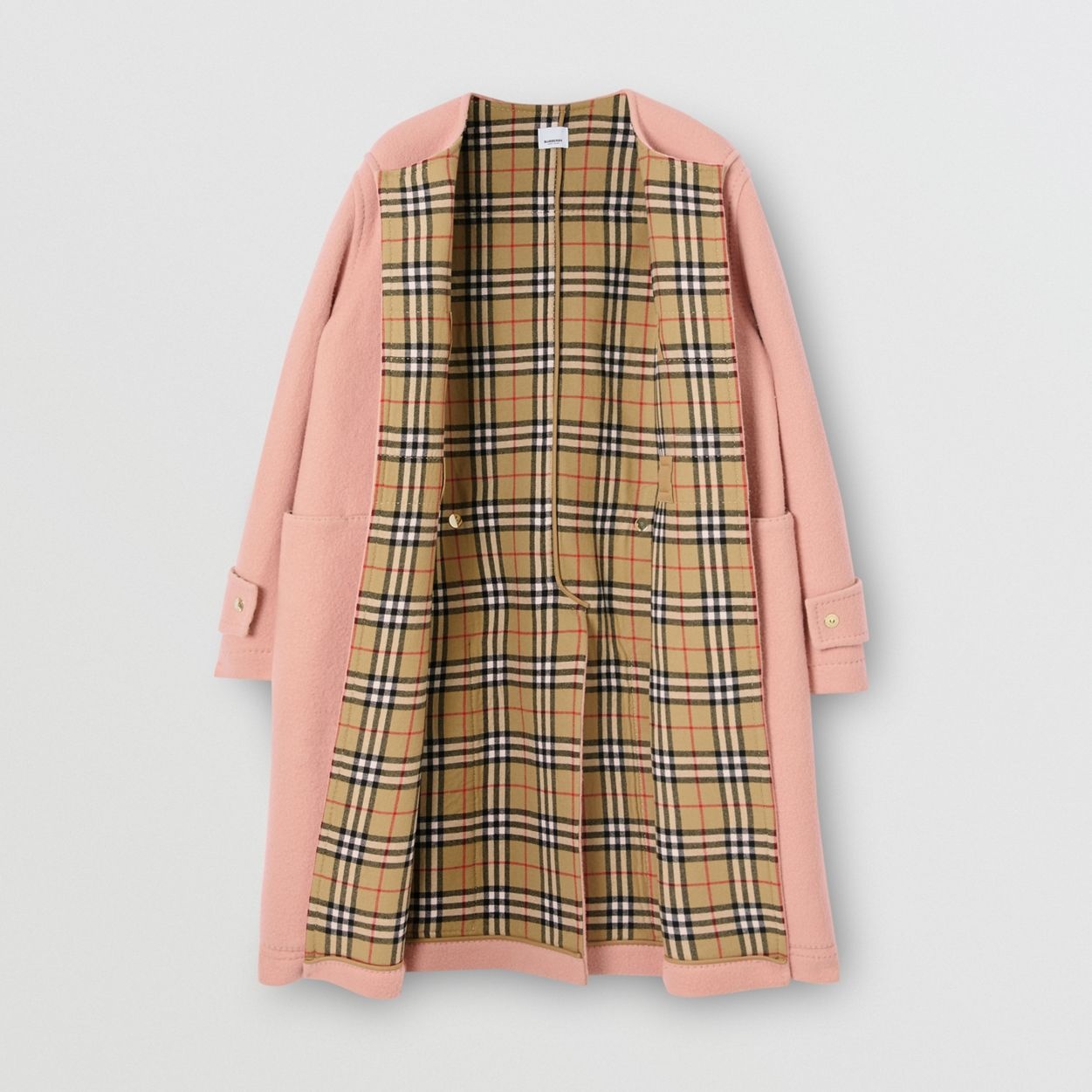 Vintage Check-lined Felted Wool Duffle Coat - 1