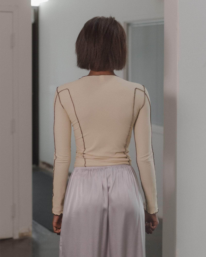 BASERANGE Omato Long Sleeve Tee - Fine Organic Cotton Rib outlook