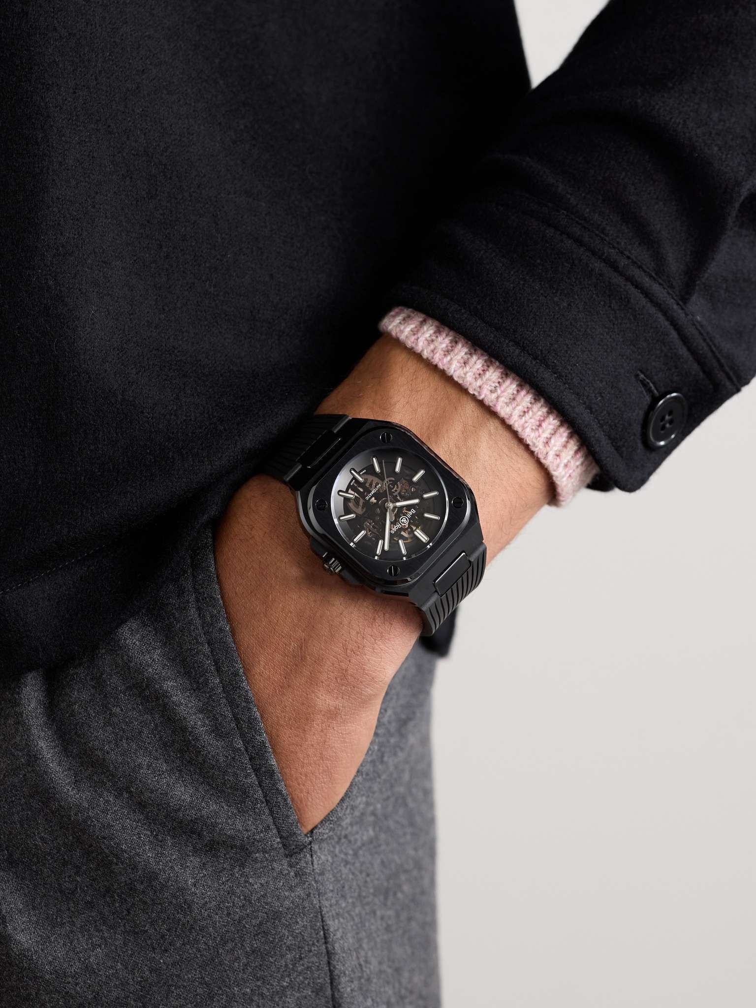 BR 05 Skeleton Automatic 41mm Black Ceramic and Rubber Watch, Ref. No. BR05A-BL-SK-CE/SRB - 2