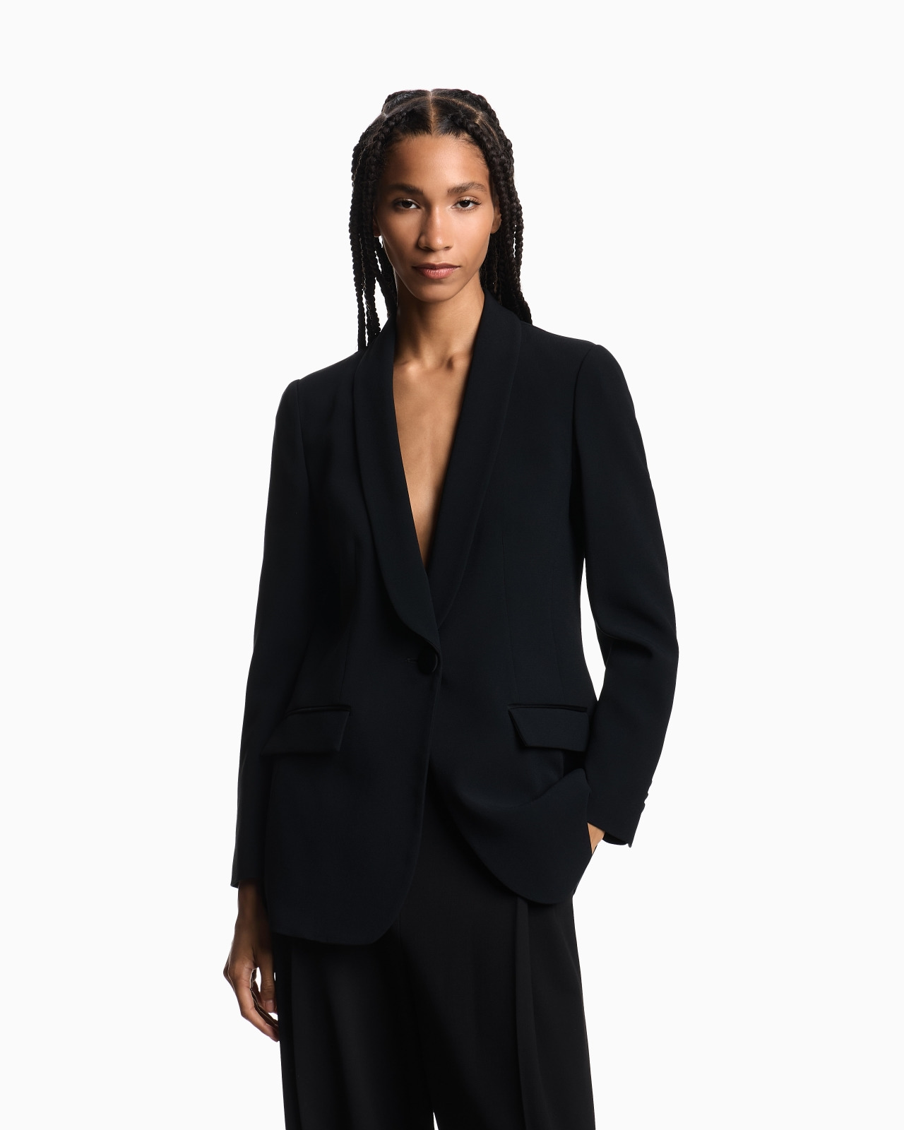 Envers-satin, shawl-collar jacket - 4